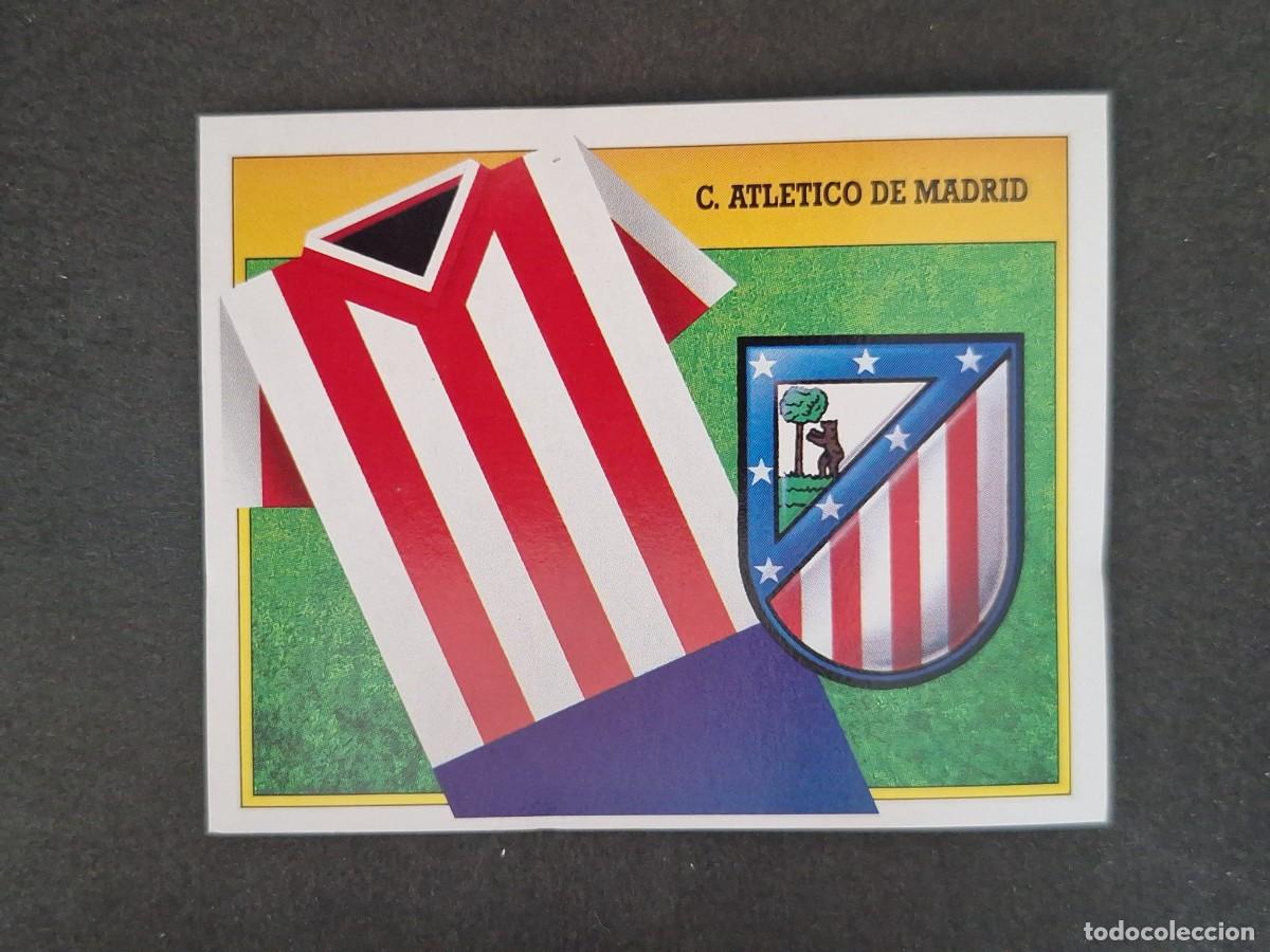 Cromos de f&uacute;tbol: L3 ESCUDO ATLETICO DE MADRID LIGA ESTE 1991 1992 91 92 CARTON SIN PEGAR NUNCA PEGADO