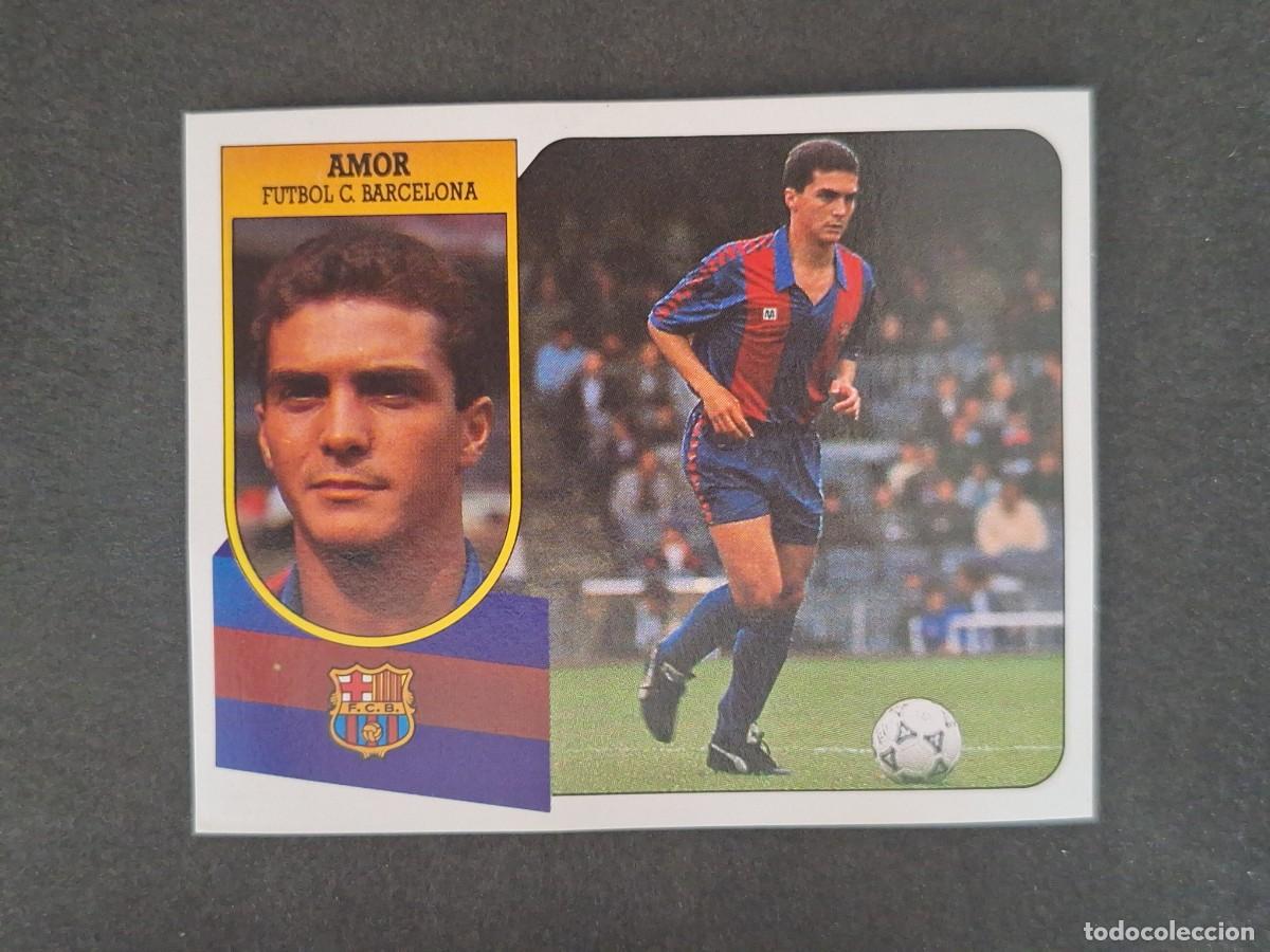 Cromos de f&uacute;tbol: L3 AMOR F. C. BARCELONA LIGA ESTE 1991 1992 91 92 CARTON SIN PEGAR NUNCA PEGADO