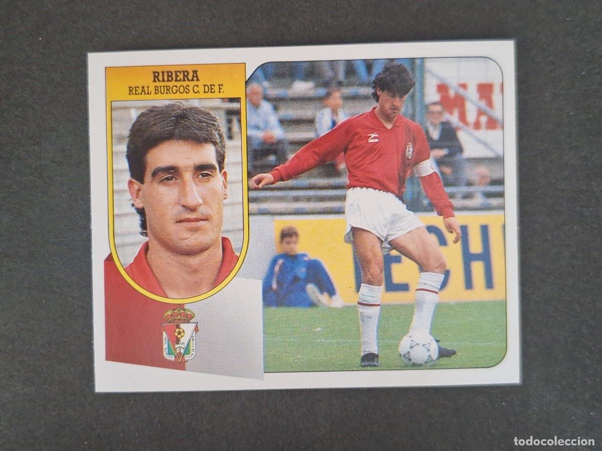 Cromos de f&uacute;tbol: L3 RIBERA BURGOS C. F. LIGA ESTE 1991 1992 91 92 CARTON SIN PEGAR NUNCA PEGADO