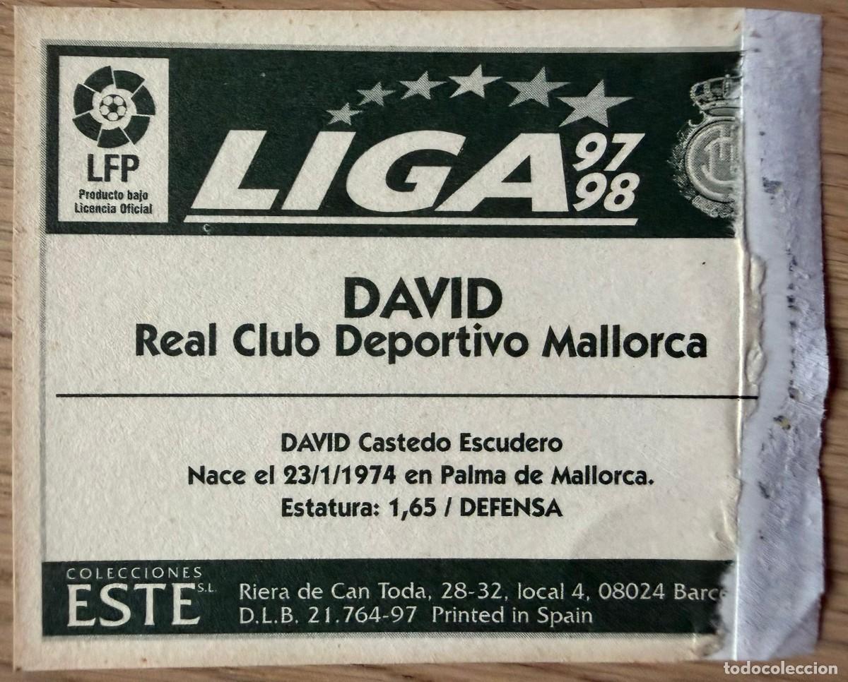 Cromos de f&uacute;tbol: DAVID MALLORCA 97 98 1997 1998 LIGA EDICIONES ESTE VENTANILLA STICKER - Foto 2