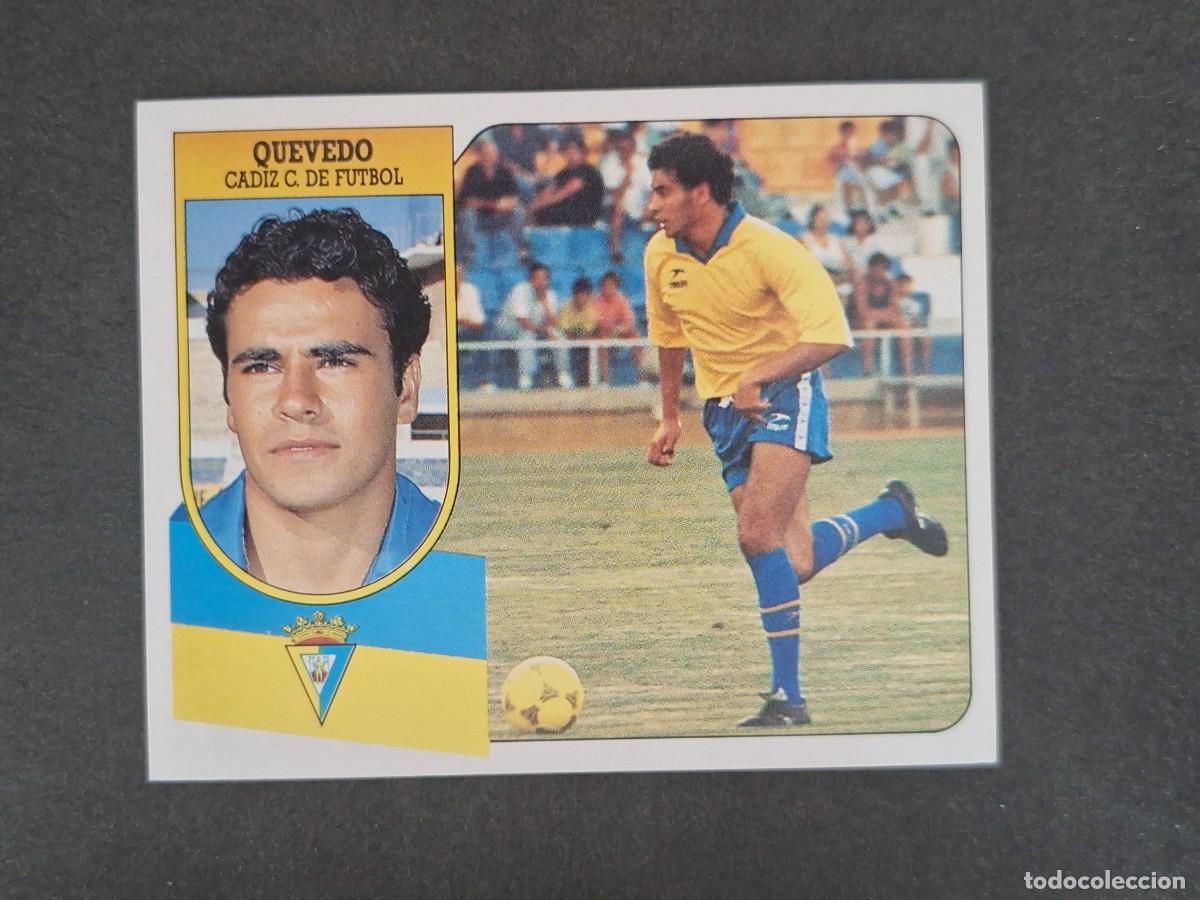 Cromos de f&uacute;tbol: L3 QUEVEDO CADIZ C. F. LIGA ESTE 1991 1992 91 92 CARTON SIN PEGAR NUNCA PEGADO