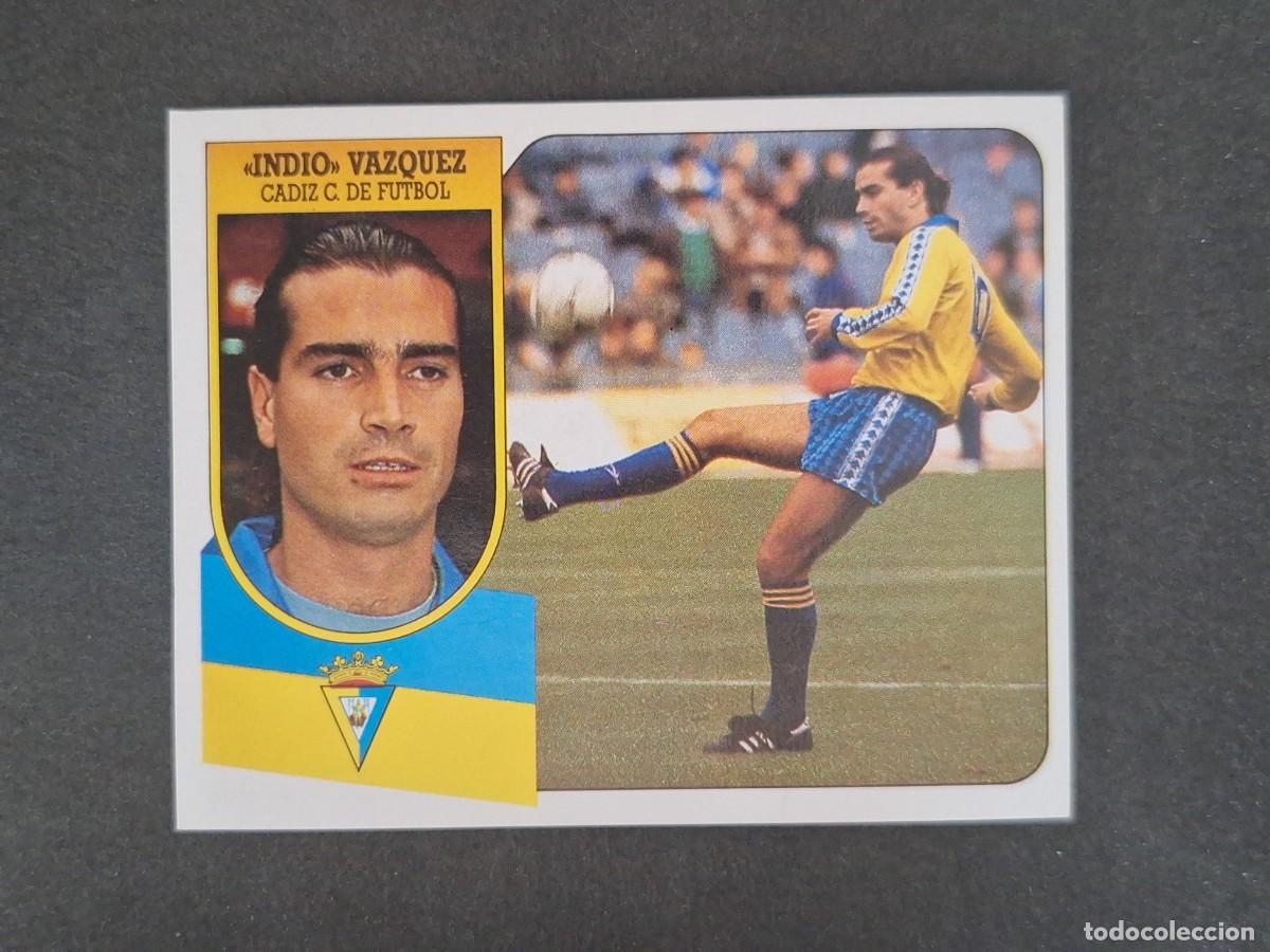 Cromos de f&uacute;tbol: L3 INDIO VAZQUEZ CADIZ C. F. LIGA ESTE 1991 1992 91 92 CARTON SIN PEGAR NUNCA PEGADO