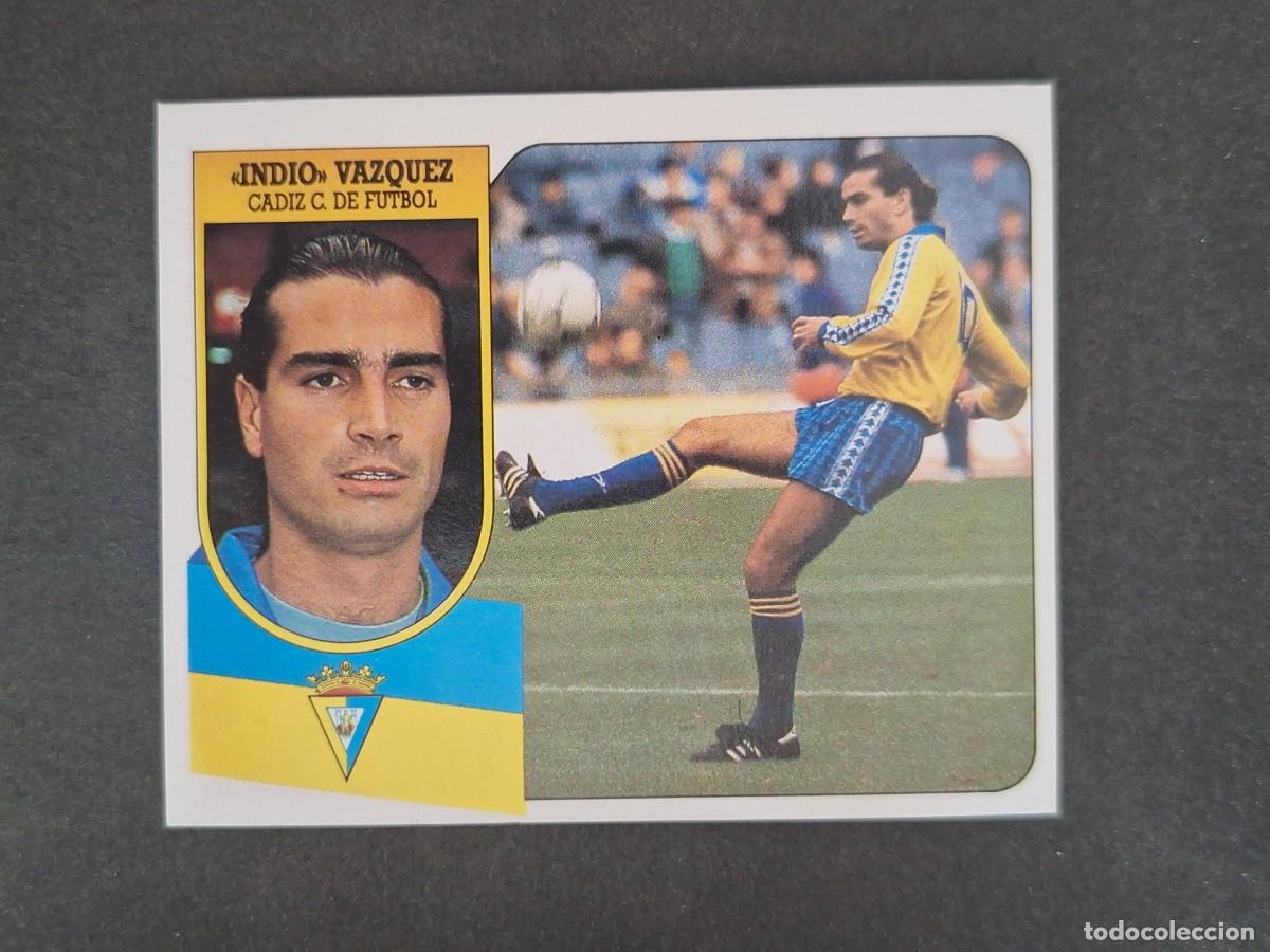 Cromos de f&uacute;tbol: L3 INDIO VAZQUEZ CADIZ C. F. LIGA ESTE 1991 1992 91 92 CARTON SIN PEGAR NUNCA PEGADO