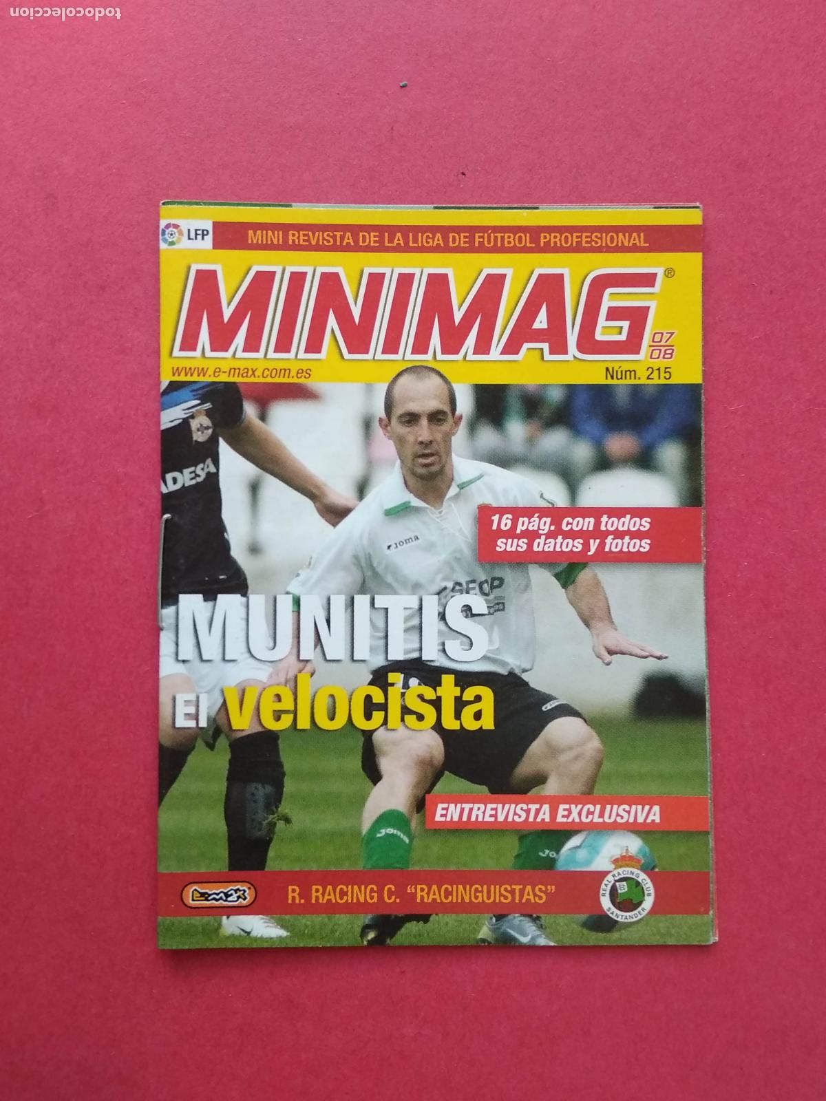 Cromos de f&uacute;tbol: MINI REVISTA MINIMAG E MAX LIGA 07 08 2007 2008 RACING DE SANTANDER N&ordm; 215 MUNITIS