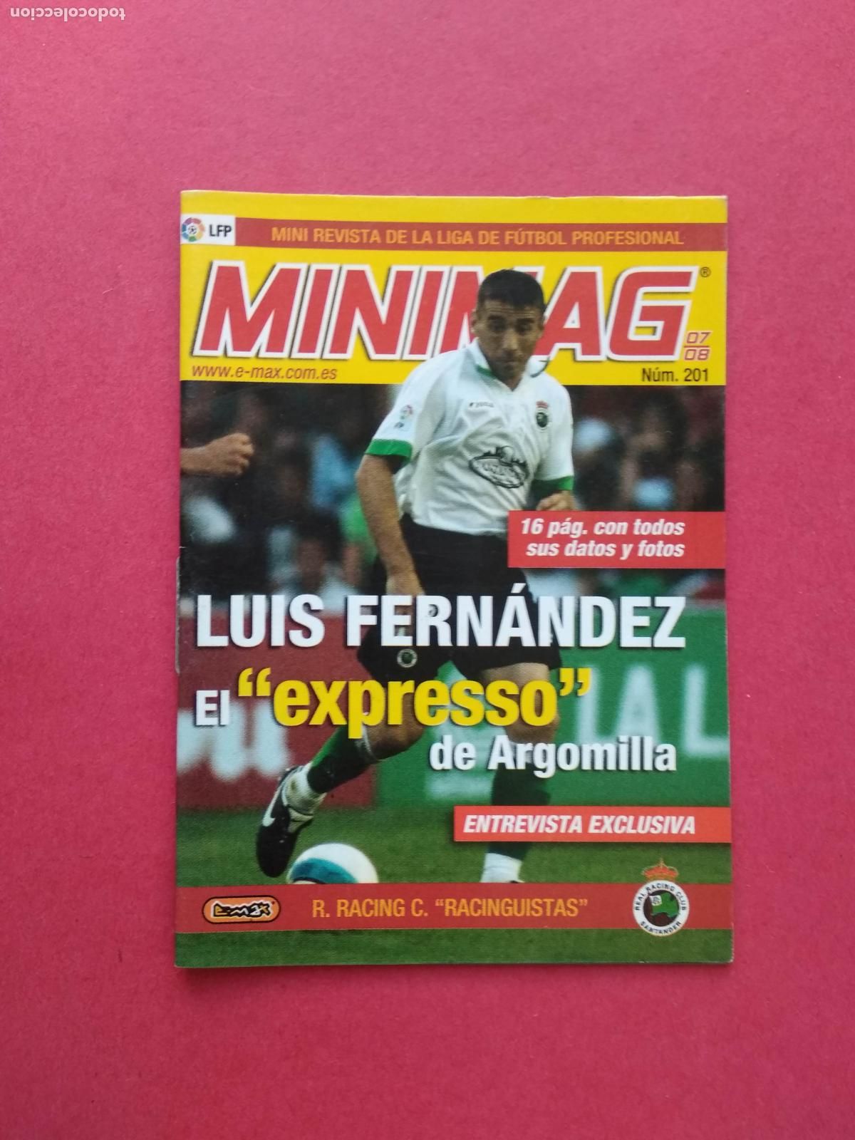 Cromos de f&uacute;tbol: MINI REVISTA MINIMAG E MAX LIGA 07 08 2007 2008 RACING DE SANTANDER N&ordm; 201 LUIS FERNANDEZ