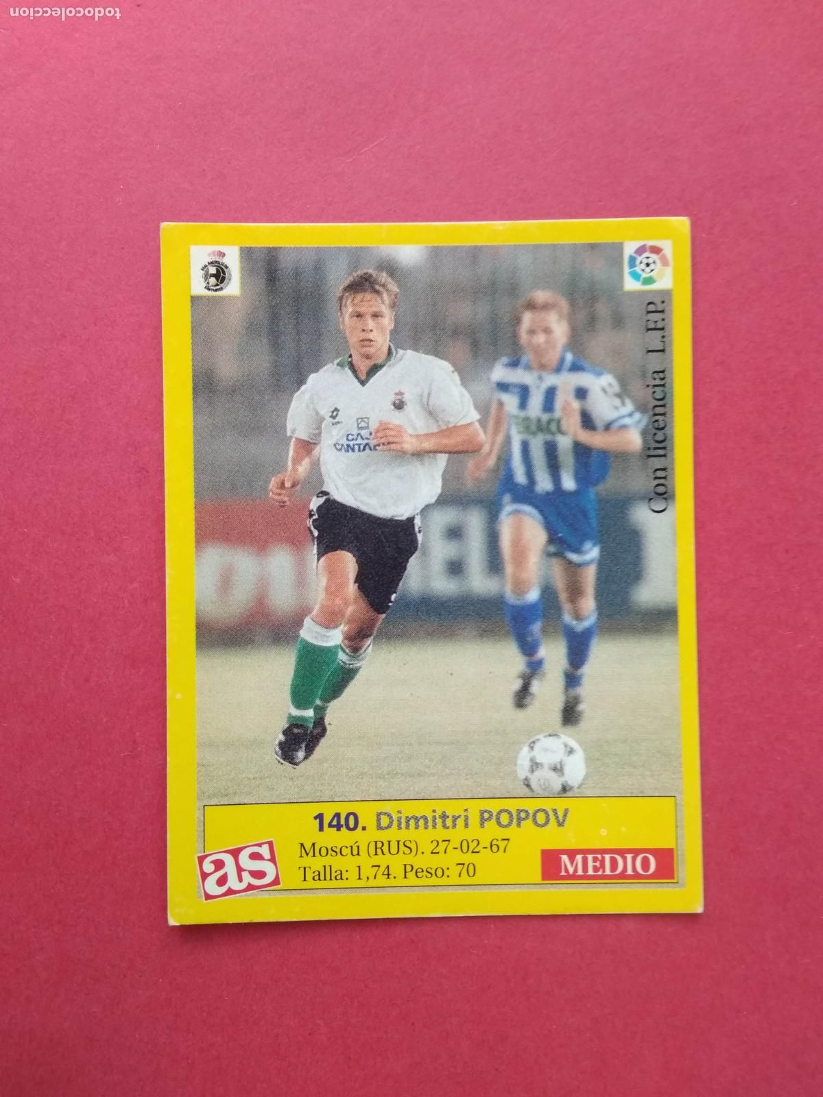 Cromos de f&uacute;tbol: DIARIO AS LIGA 95 96 1995 1996 CROMO NUNCA PEGADO RACING DE SANTANDER N&ordm; 140 POPOV
