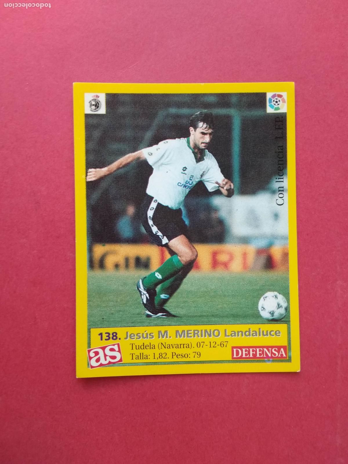 Cromos de f&uacute;tbol: DIARIO AS LIGA 95 96 1995 1996 CROMO NUNCA PEGADO RACING DE SANTANDER N&ordm; 138 MERINO