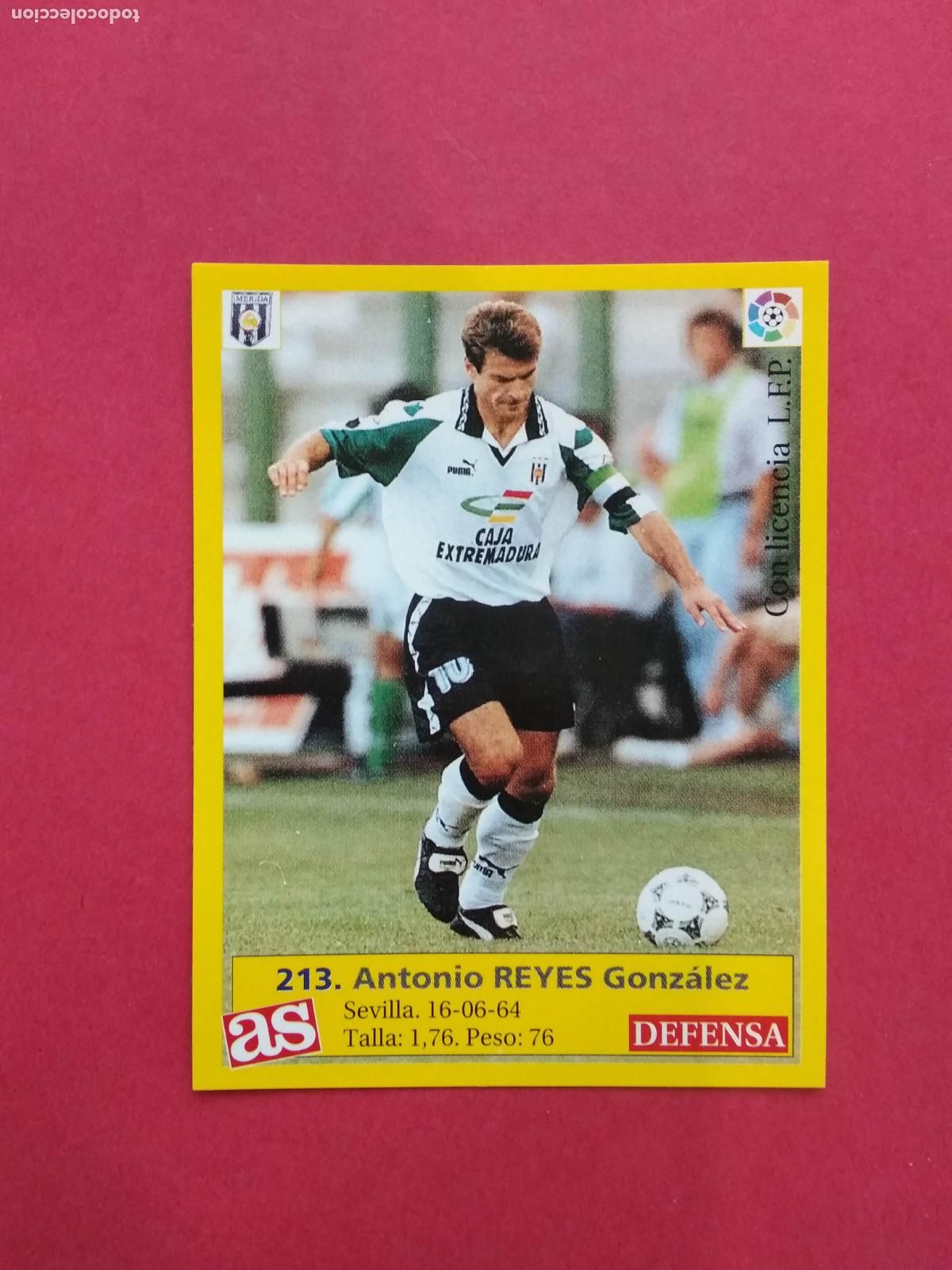 Cromos de f&uacute;tbol: DIARIO AS LIGA 95 96 1995 1996 CROMO NUNCA PEGADO MERIDA N&ordm; 213 REYES