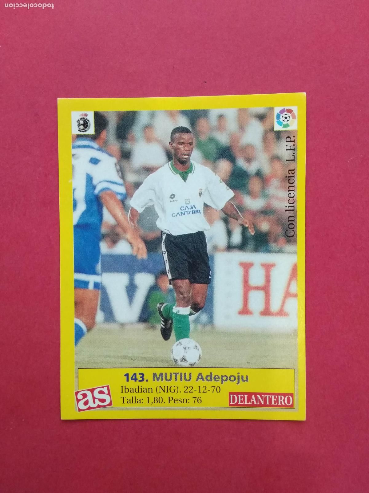 Cromos de f&uacute;tbol: DIARIO AS LIGA 95 96 1995 1996 CROMO NUNCA PEGADO RACING DE SANTANDER N&ordm; 143 MUTIU