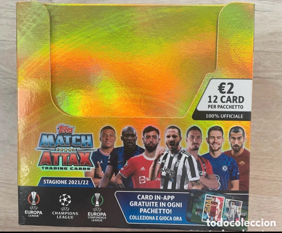 Figurine di Calcio: Caja Topps Match Attax 2021-22 (288 cards) Messi, Cristiano, Mbappe, Haaland, Bellingham