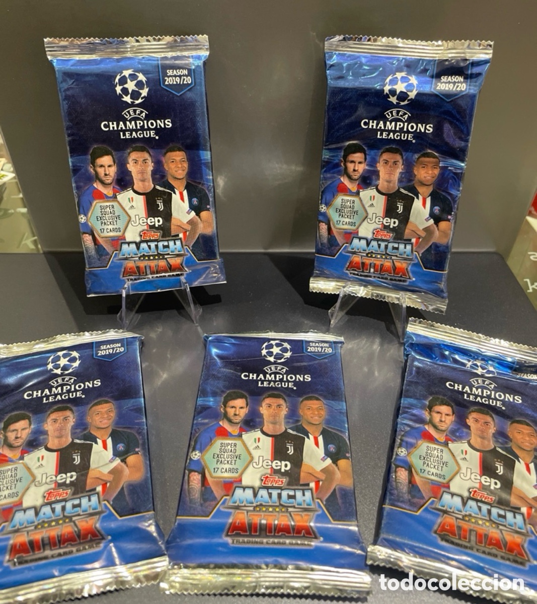 Fu&szlig;ball-Sticker: Lote 5 Sobres 17 cards exclusivo Super Squad Match Attax 2019-20 Topps