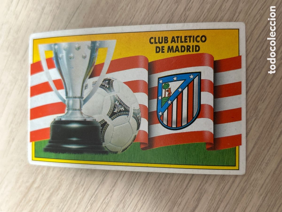 Football Stickers: ESCUDO Y BANDERA ATLETICO DE MADRID LIGA ESTE 1990 1991 90 91 NUNCA PEGADO SIN PEGAR