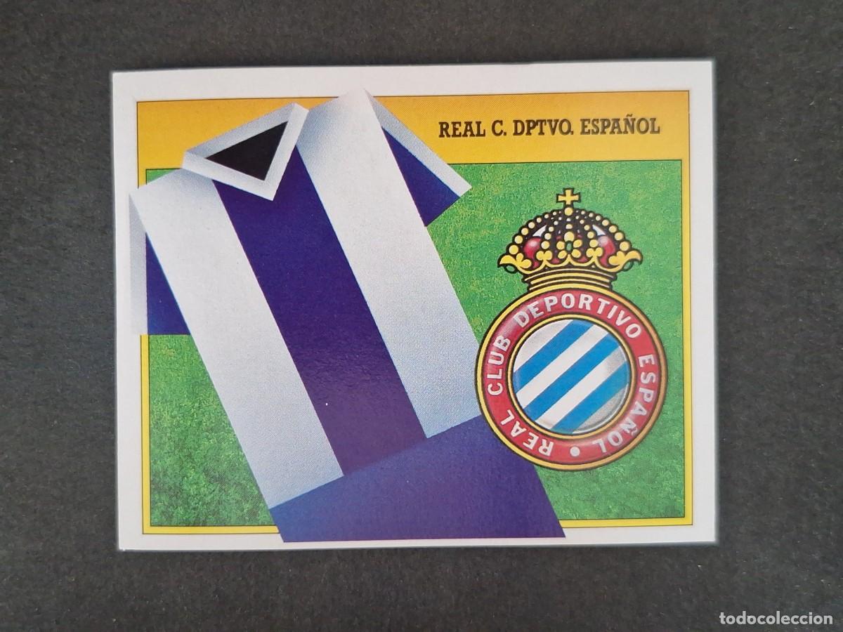 Cromos de f&uacute;tbol: L3 ESCUDO R. C. D. ESPA&Ntilde;OL LIGA ESTE 1991 1992 91 92 CARTON SIN PEGAR NUNCA PEGADO