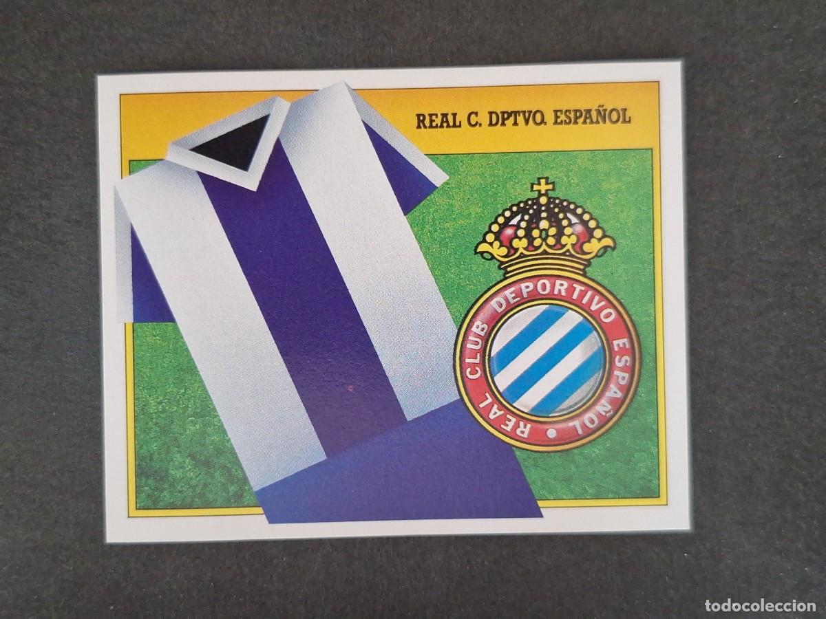 Cromos de f&uacute;tbol: L3 ESCUDO R. C. D. ESPA&Ntilde;OL LIGA ESTE 1991 1992 91 92 CARTON SIN PEGAR NUNCA PEGADO