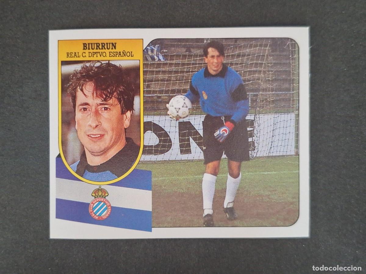 Cromos de f&uacute;tbol: L3 BIURRUN R.C.D. ESPA&Ntilde;OL LIGA ESTE 1991 1992 91 92 CARTON SIN PEGAR NUNCA PEGADO