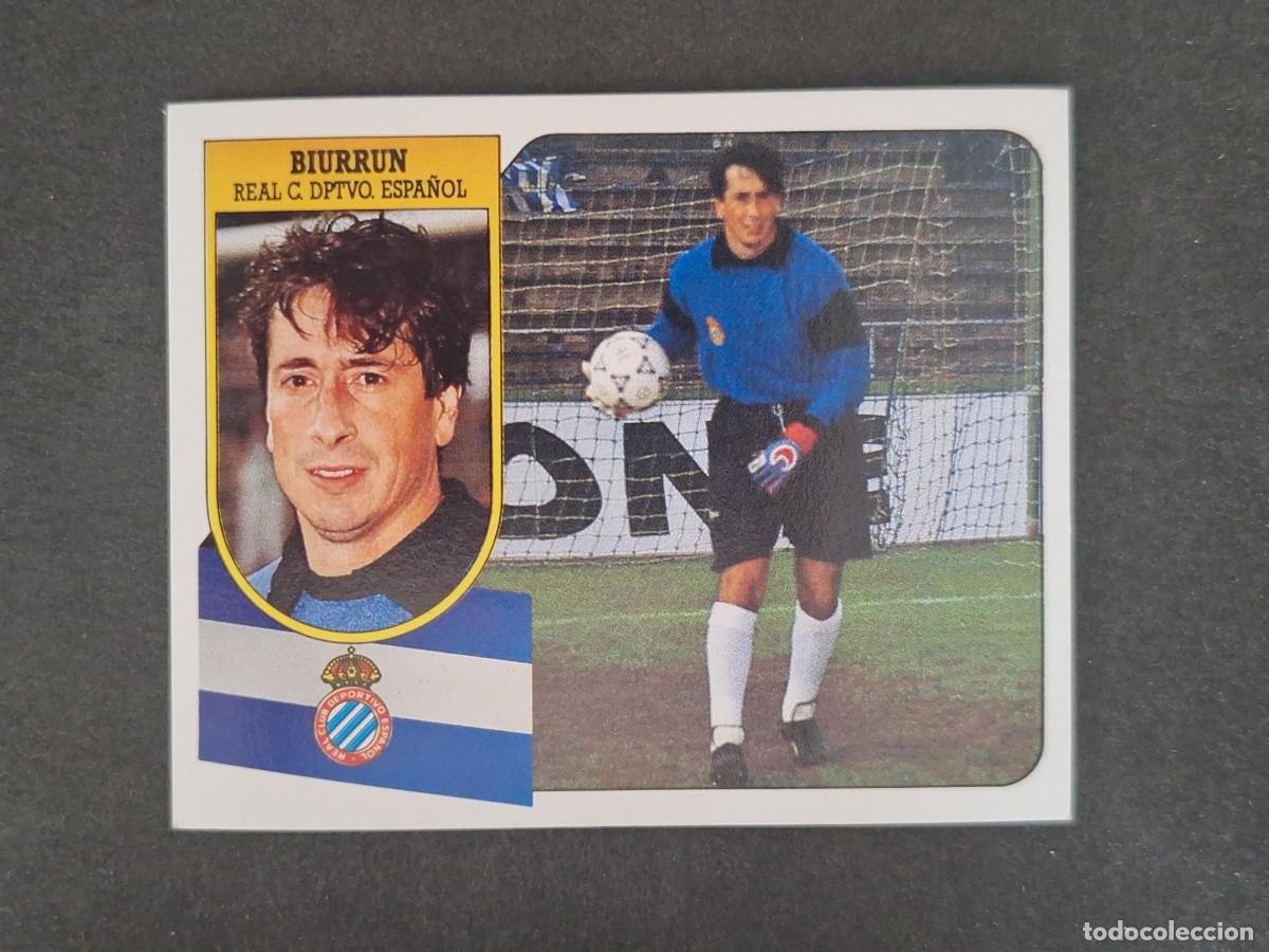 Cromos de f&uacute;tbol: L3 BIURRUN R.C.D. ESPA&Ntilde;OL LIGA ESTE 1991 1992 91 92 CARTON SIN PEGAR NUNCA PEGADO