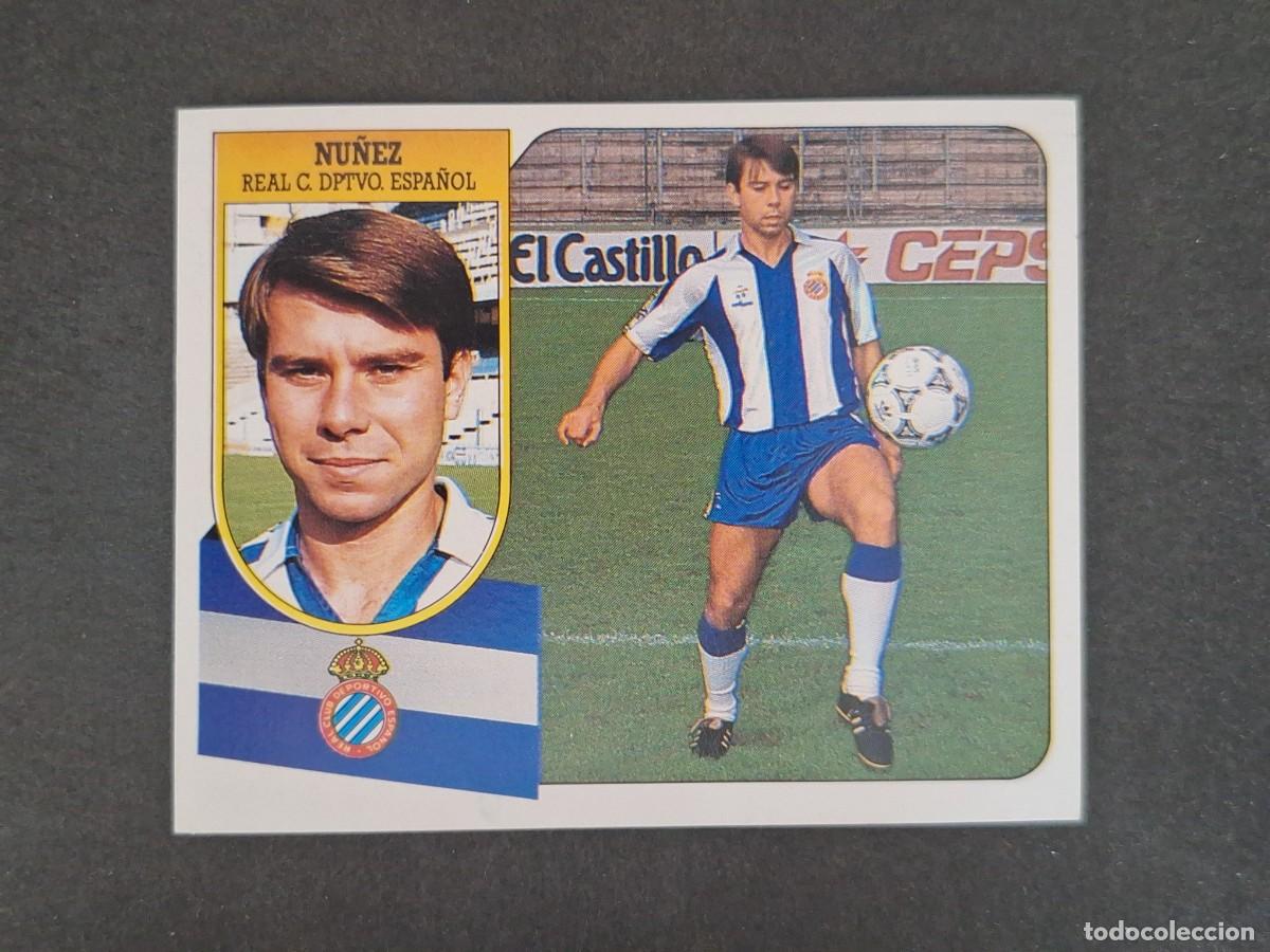 Cromos de f&uacute;tbol: L3 NU&Ntilde;EZ R. C. D. ESPA&Ntilde;OL LIGA ESTE 1991 1992 91 92 CARTON SIN PEGAR NUNCA PEGADO