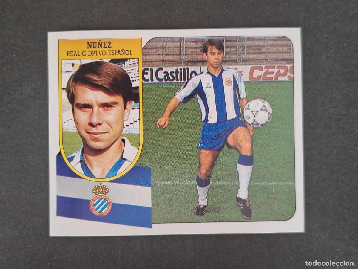 Cromos de f&uacute;tbol: L3 NU&Ntilde;EZ R. C. D. ESPA&Ntilde;OL LIGA ESTE 1991 1992 91 92 CARTON SIN PEGAR NUNCA PEGADO