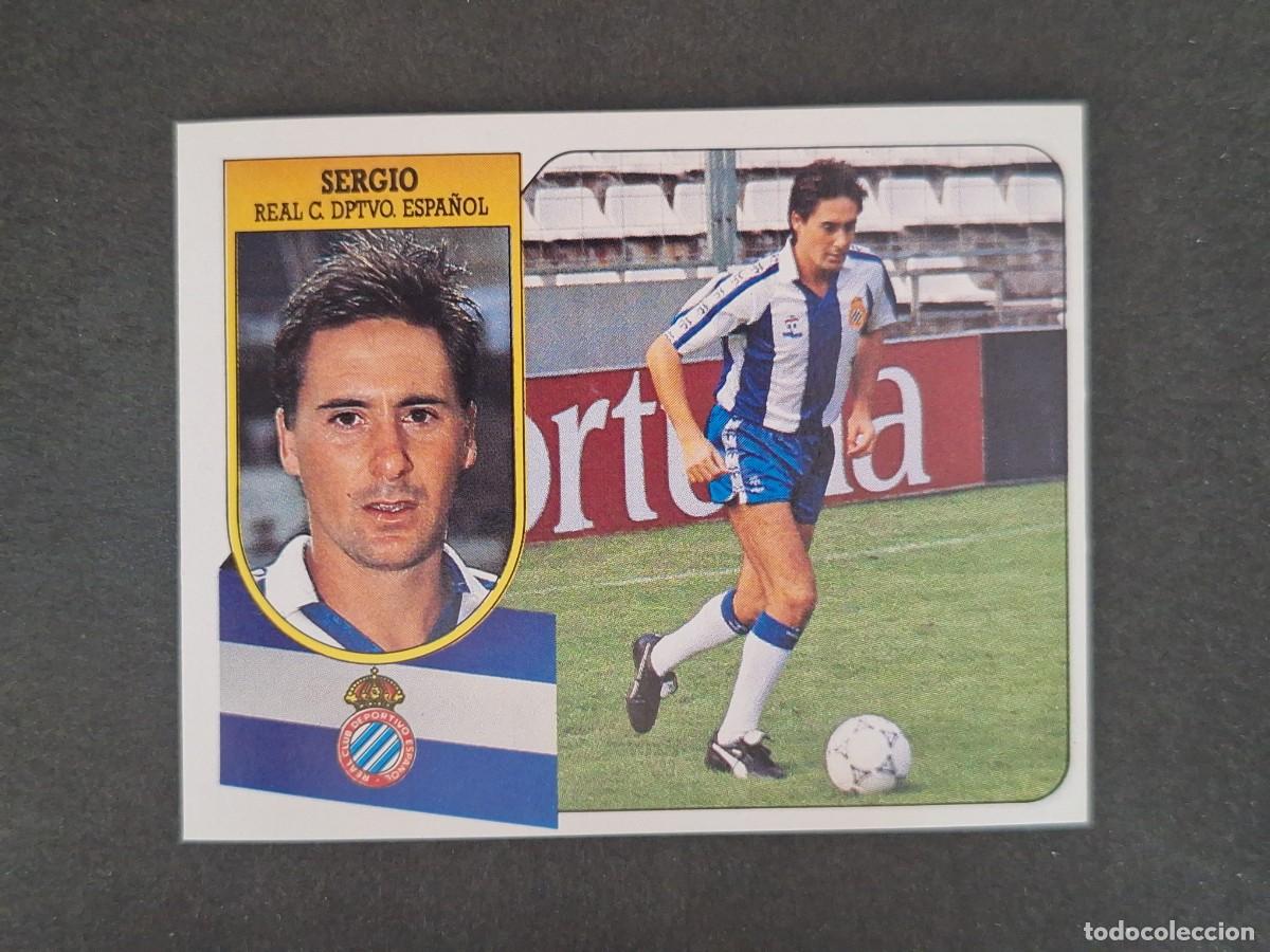 Cromos de f&uacute;tbol: L3 SERGIO R. C. D. ESPA&Ntilde;OL LIGA ESTE 1991 1992 91 92 CARTON SIN PEGAR NUNCA PEGADO
