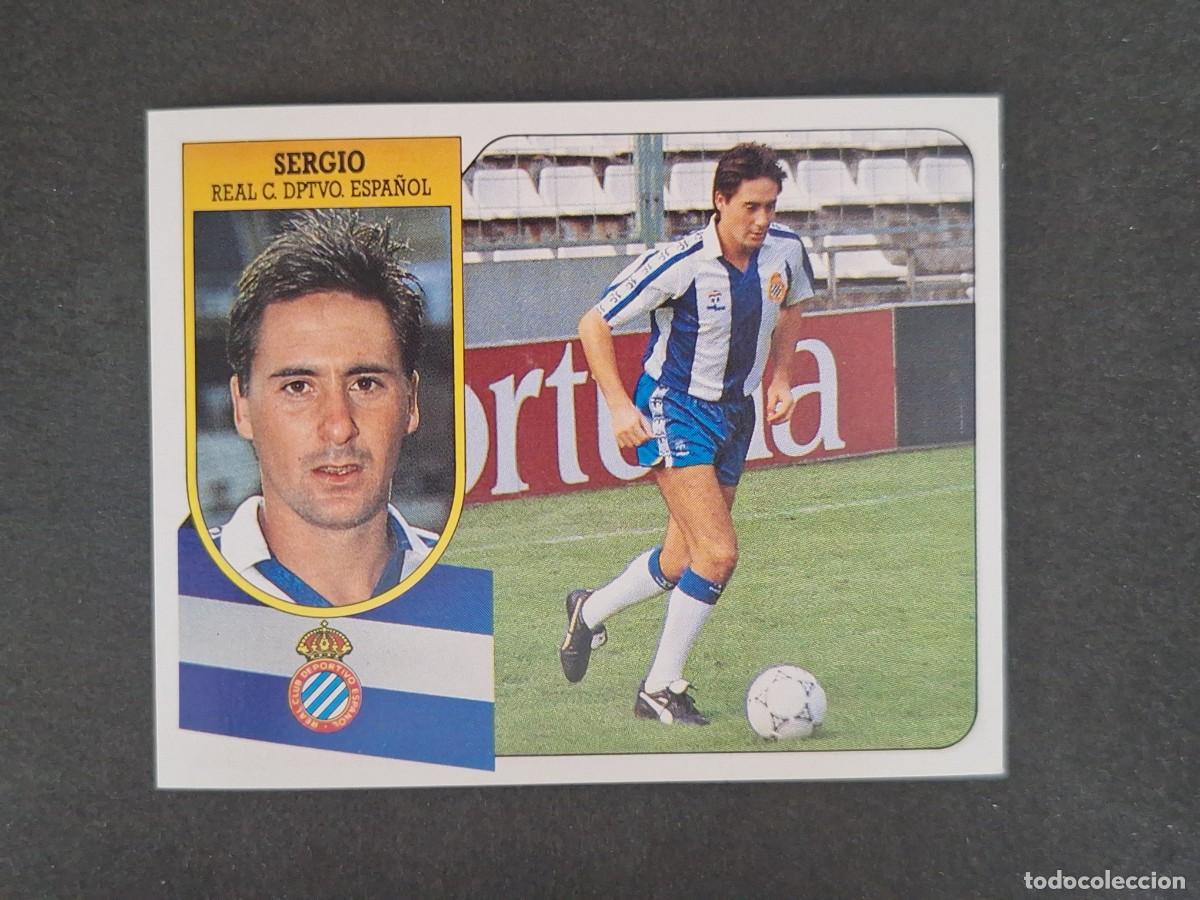 Cromos de f&uacute;tbol: L3 SERGIO R. C. D. ESPA&Ntilde;OL LIGA ESTE 1991 1992 91 92 CARTON SIN PEGAR NUNCA PEGADO