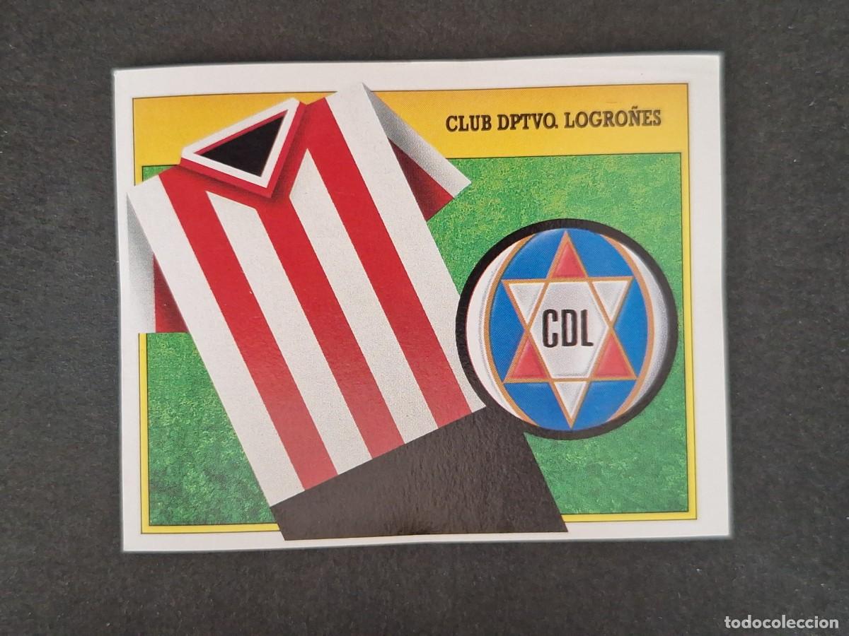 Cromos de f&uacute;tbol: L3 ESCUDO C. D. LOGRO&Ntilde;ES LIGA ESTE 1991 1992 91 92 CARTON SIN PEGAR NUNCA PEGADO