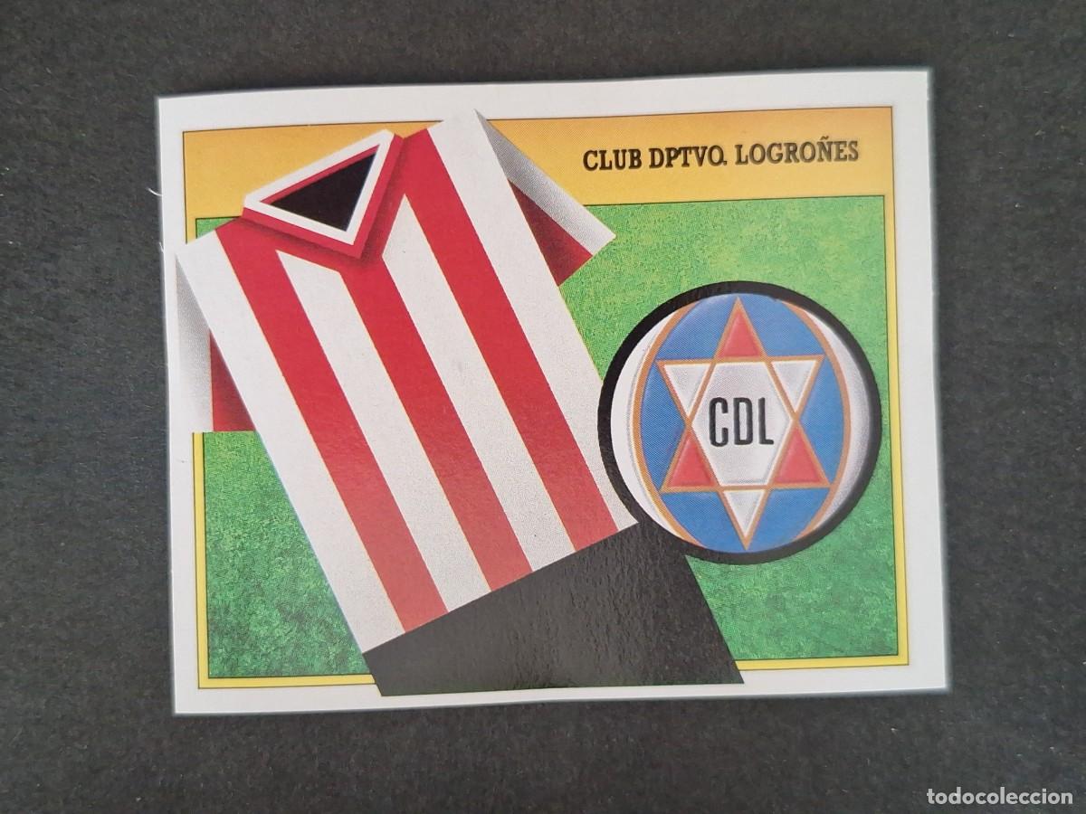 Cromos de f&uacute;tbol: L3 ESCUDO C. D. LOGRO&Ntilde;ES LIGA ESTE 1991 1992 91 92 CARTON SIN PEGAR NUNCA PEGADO