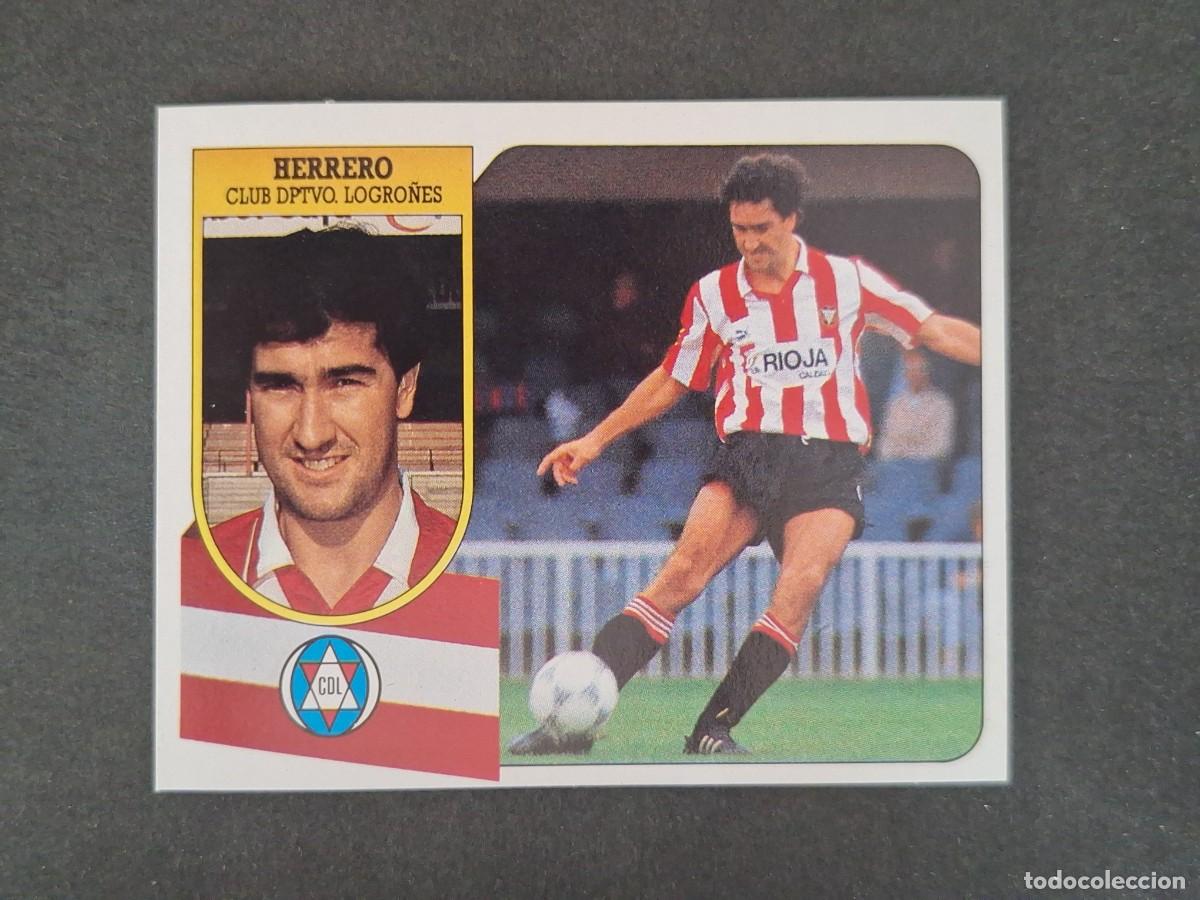 Cromos de f&uacute;tbol: L3 HERRERO C. D. LOGRO&Ntilde;ES LIGA ESTE 1991 1992 91 92 CARTON SIN PEGAR NUNCA PEGADO