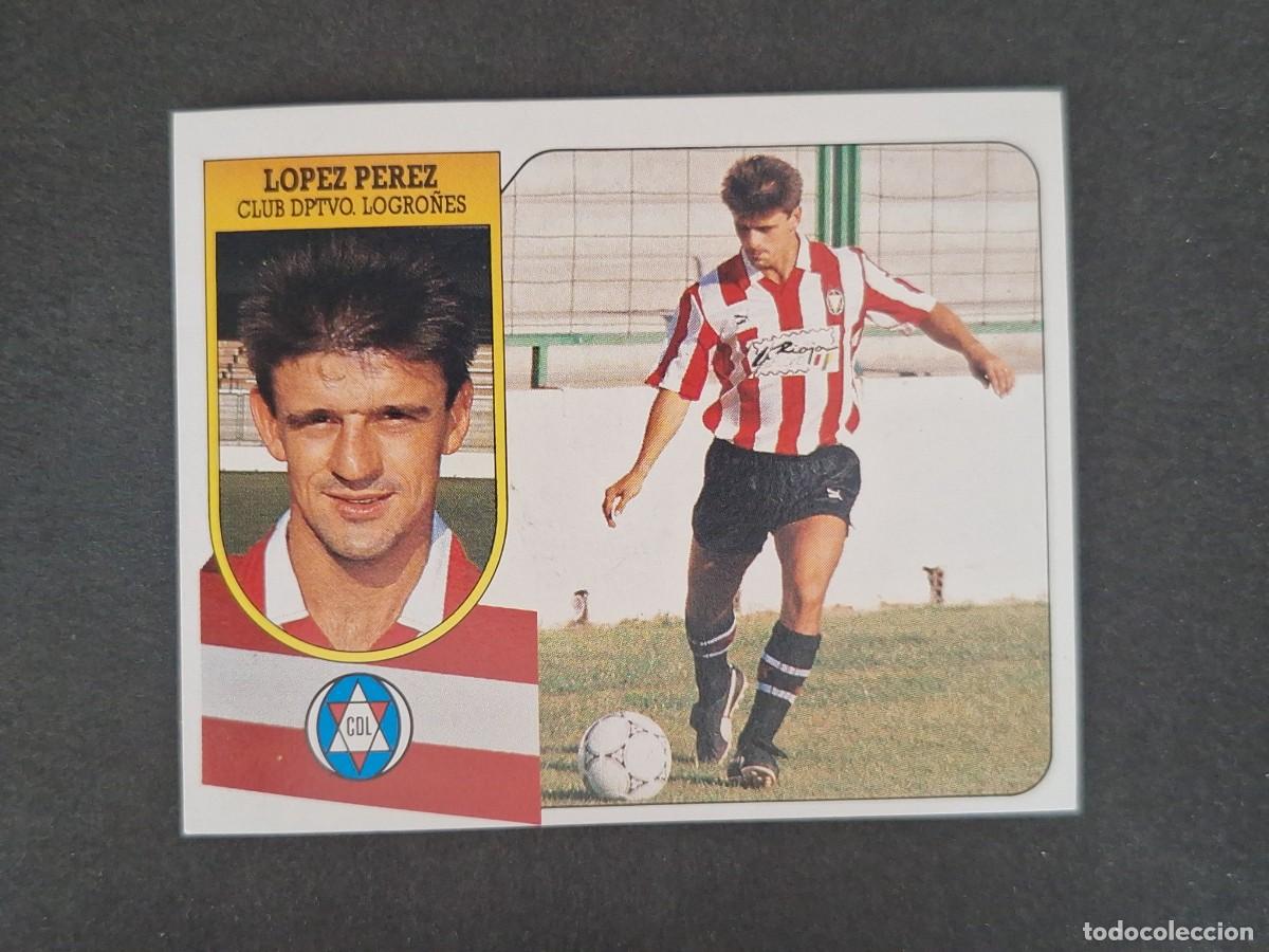 Cromos de f&uacute;tbol: L3 LOPEZ PEREZ C. D. LOGRO&Ntilde;ES LIGA ESTE 1991 1992 91 92 CARTON SIN PEGAR NUNCA PEGADO