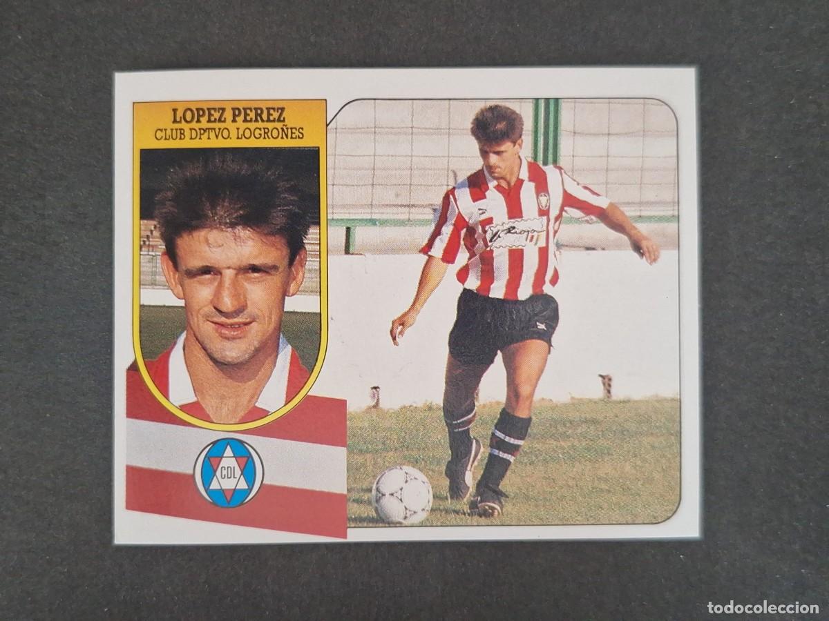 Cromos de f&uacute;tbol: L3 LOPEZ PEREZ C. D. LOGRO&Ntilde;ES LIGA ESTE 1991 1992 91 92 CARTON SIN PEGAR NUNCA PEGADO