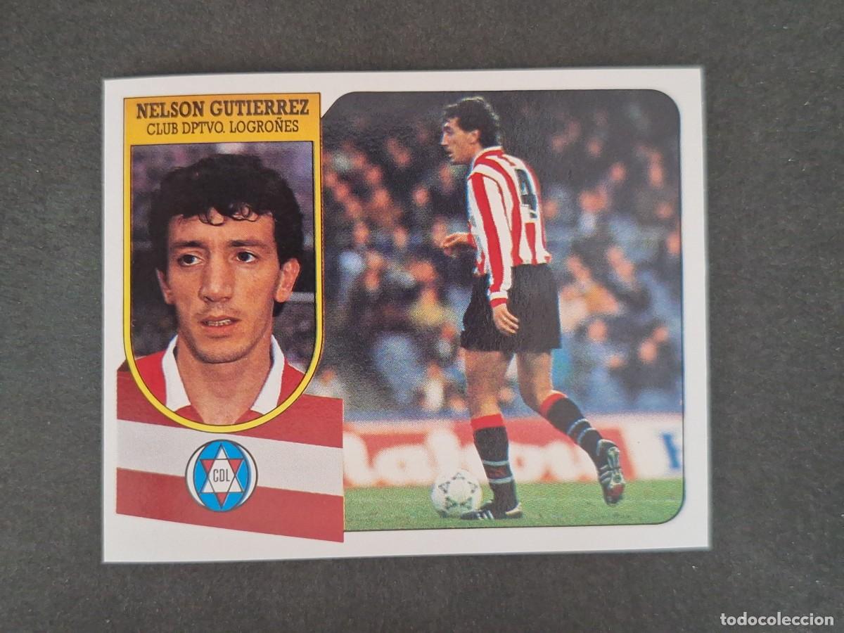 Cromos de f&uacute;tbol: L3 NELSON GUTIERREZ C. D. LOGRO&Ntilde;ES LIGA ESTE 1991 1992 91 92 CARTON SIN PEGAR NUNCA PEGADO