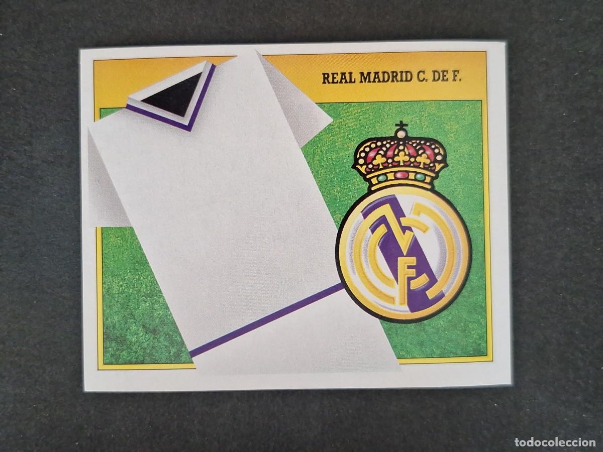 Cromos de f&uacute;tbol: L3 ESCUDO REAL MADRID LIGA ESTE 1991 1992 91 92 CARTON SIN PEGAR NUNCA PEGADO