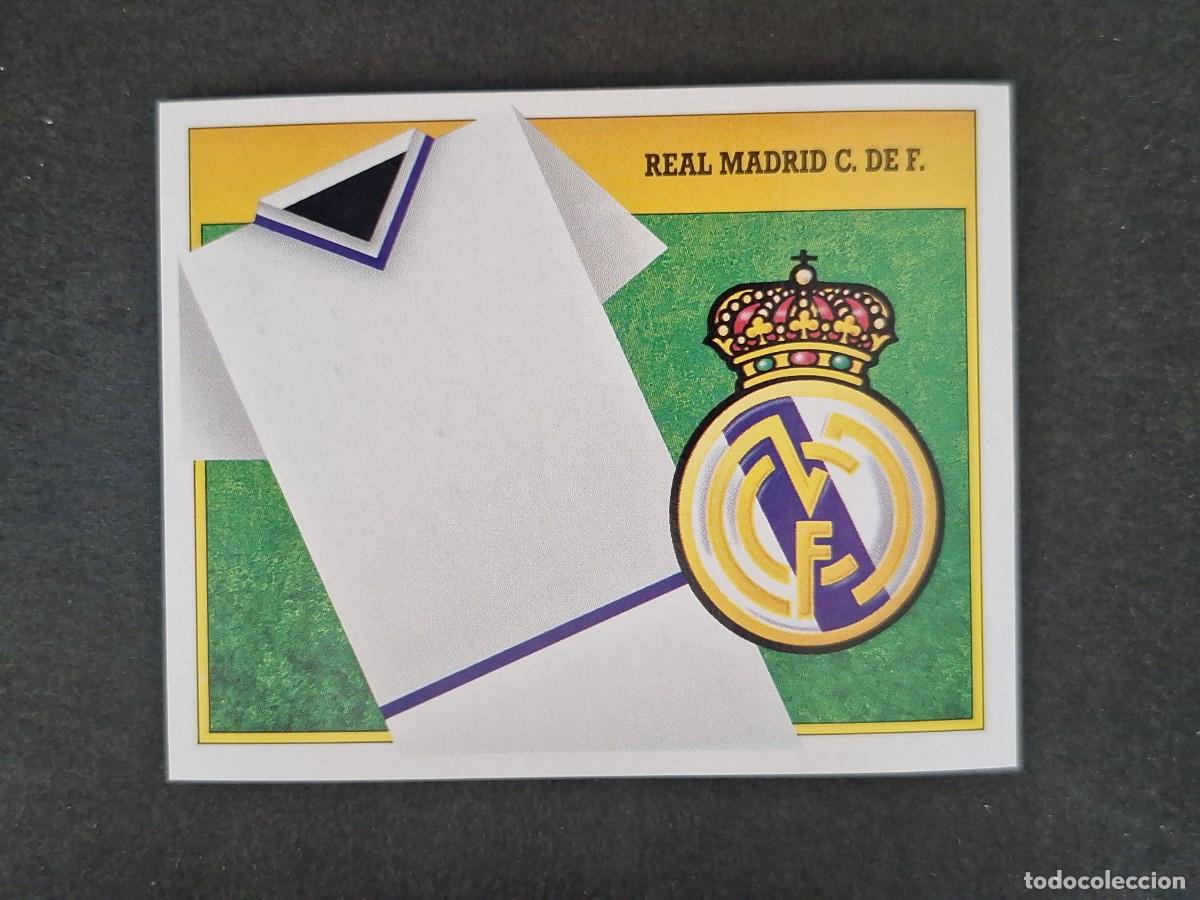 Cromos de f&uacute;tbol: L3 ESCUDO REAL MADRID LIGA ESTE 1991 1992 91 92 CARTON SIN PEGAR NUNCA PEGADO