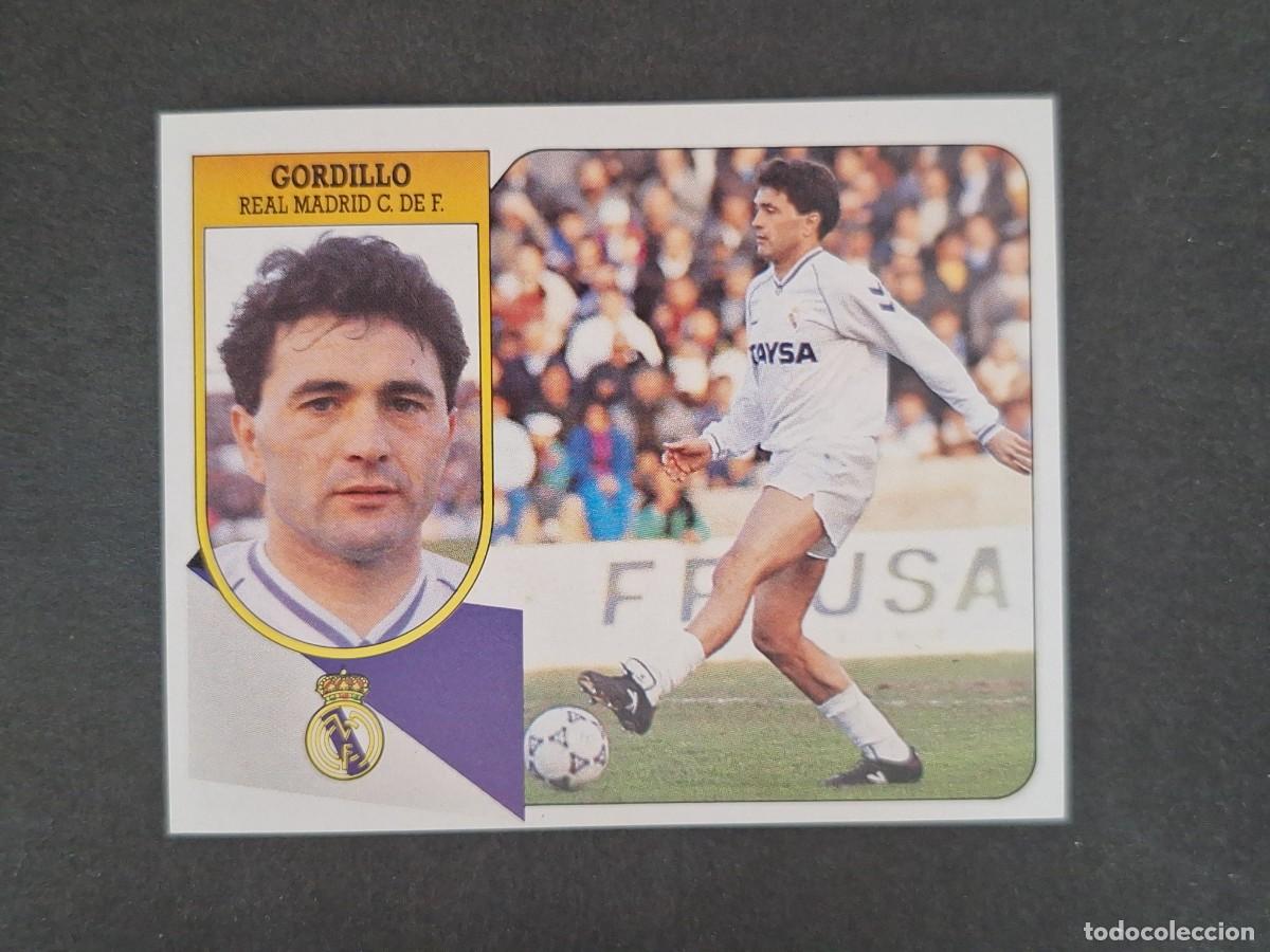 Cromos de f&uacute;tbol: L3 GORDILLO REAL MADRID LIGA ESTE 1991 1992 91 92 CARTON SIN PEGAR NUNCA PEGADO