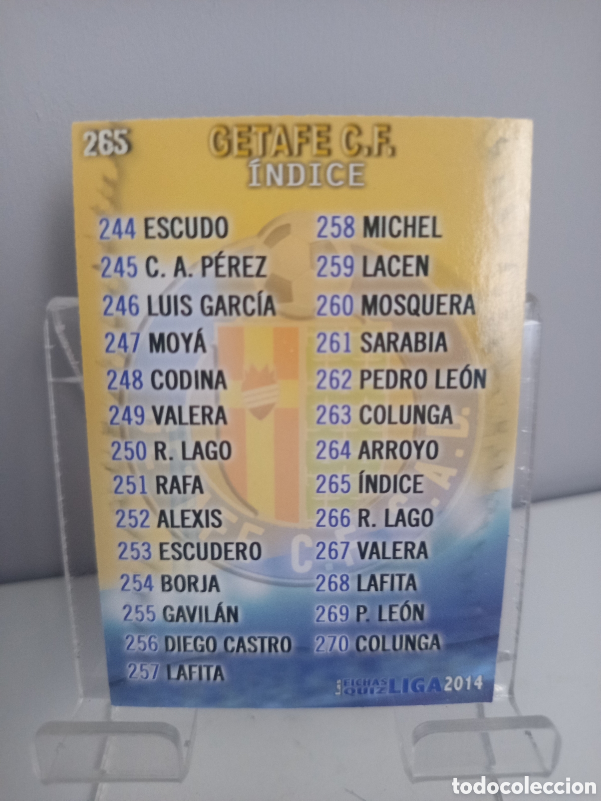 Cromos de f&uacute;tbol: ❇️ CROMO CARD ⚽ &Iacute;NDICE GETAFE 265 FICHAS LIGA QUIZ GAME 2014 13 14 2013 2014 MUNDICROMO ❇️