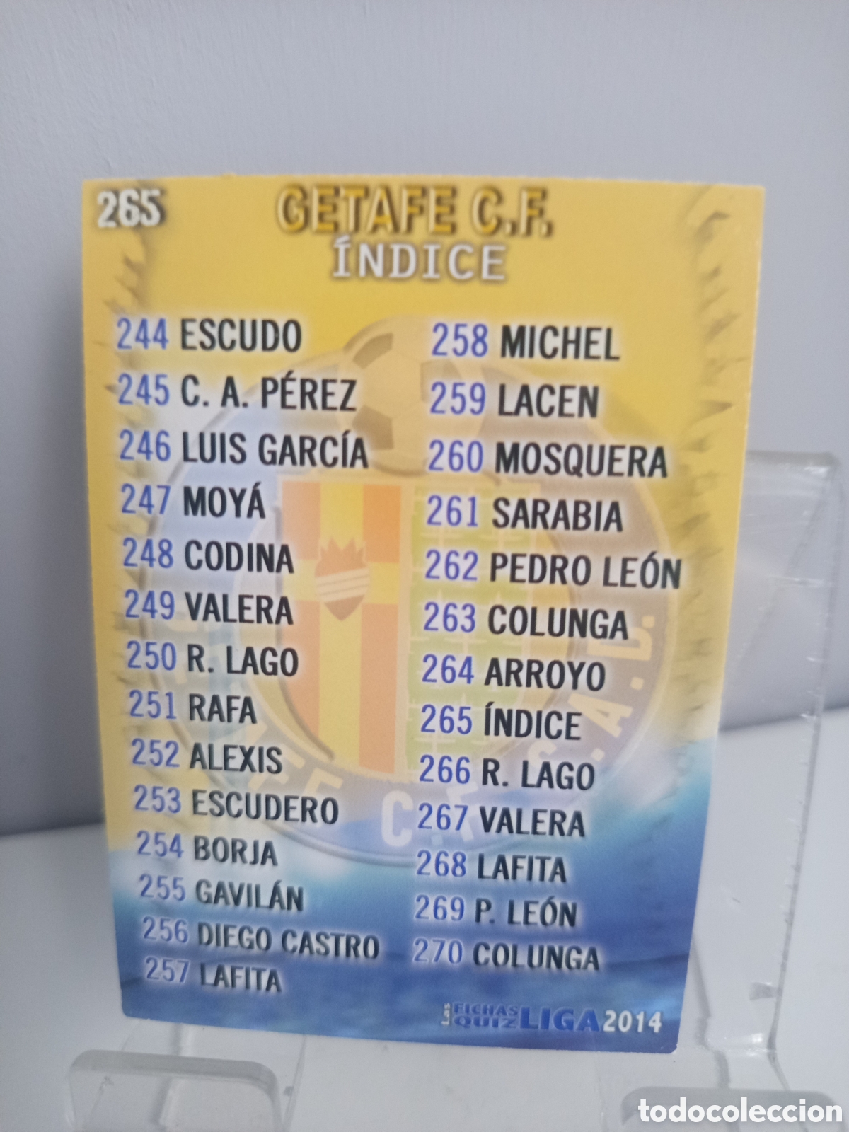 Cartes &agrave; collectionner de Football: ❇️ CROMO CARD ⚽ &Iacute;NDICE GETAFE 265 FICHAS LIGA QUIZ GAME 2014 13 14 2013 2014 MUNDICROMO ❇️