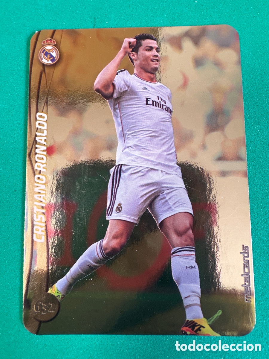Cromos de f&uacute;tbol: 632 CRISTIANO RONALDO(R.MADRID)TOP 11 BRILLO DORADO MUNDICROMO 2015 14 15 METALCARD