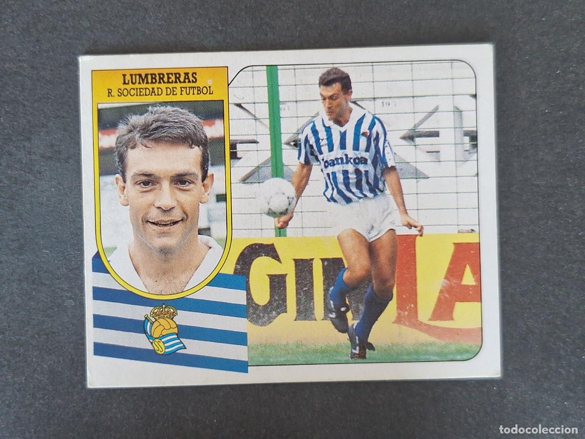 Cromos de f&uacute;tbol: L3 LUMBRERAS REAL SOCIEDAD LIGA ESTE 1991 1992 91 92 CARTON SIN PEGAR NUNCA PEGADO