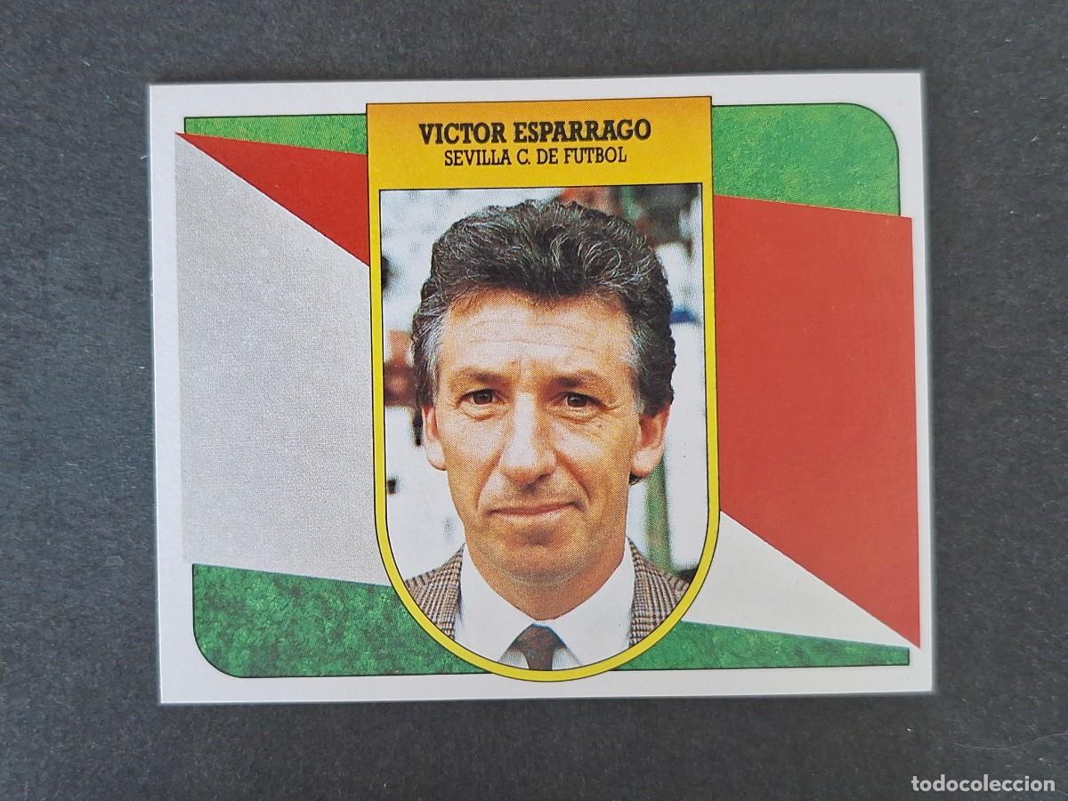 Fu&szlig;ball-Sticker: L3 VICTOR ESPARRAGO ENTRENADOR SEVILLA C. F. LIGA ESTE 1991 1992 91 92 CARTON SIN PEGAR NUNCA PEGADO