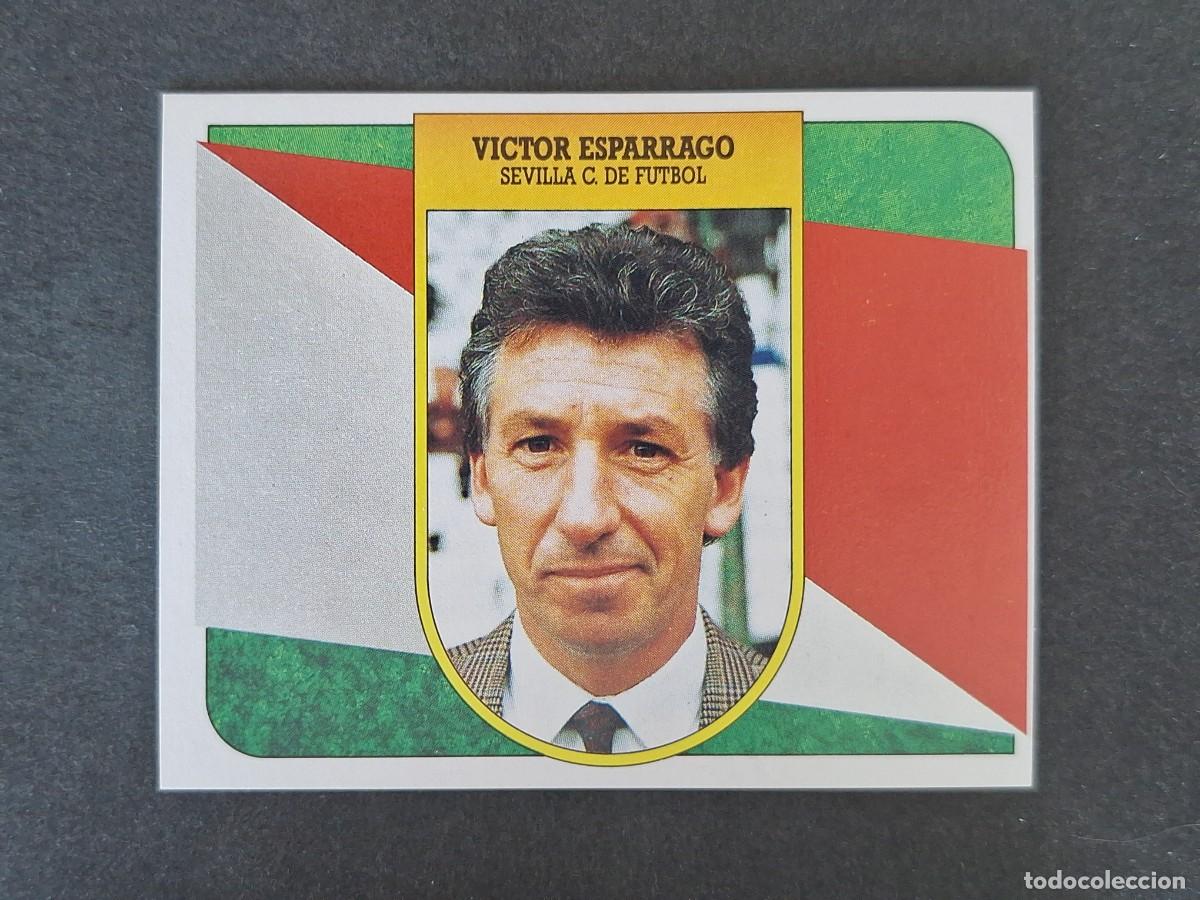 Fu&szlig;ball-Sticker: L3 VICTOR ESPARRAGO ENTRENADOR SEVILLA C. F. LIGA ESTE 1991 1992 91 92 CARTON SIN PEGAR NUNCA PEGADO