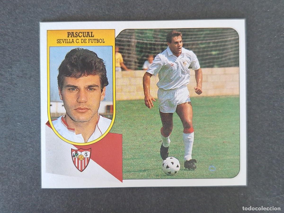 Cromos de f&uacute;tbol: L3 PASCUAL SEVILLA C. F. LIGA ESTE 1991 1992 91 92 CARTON SIN PEGAR NUNCA PEGADO