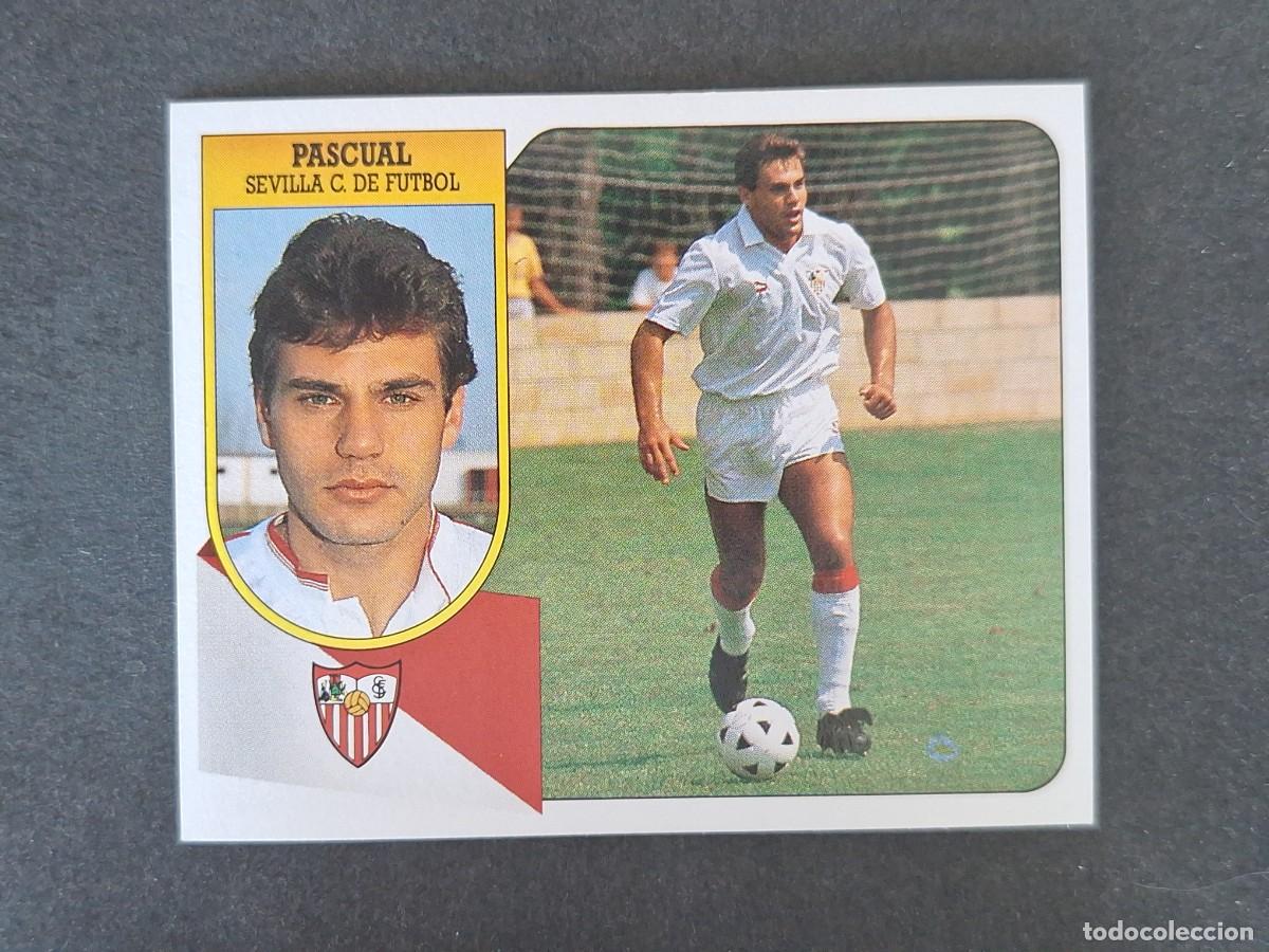 Cromos de f&uacute;tbol: L3 PASCUAL SEVILLA C. F. LIGA ESTE 1991 1992 91 92 CARTON SIN PEGAR NUNCA PEGADO