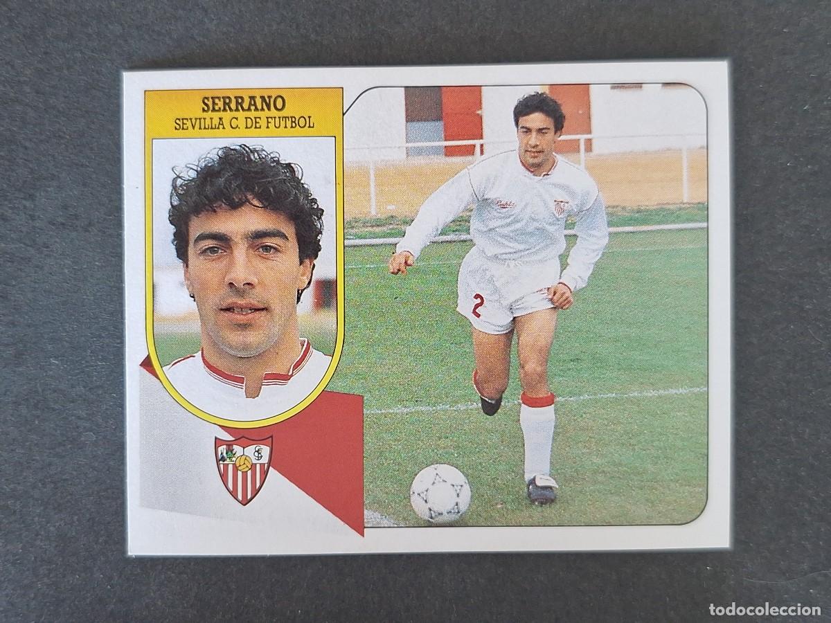 Cromos de f&uacute;tbol: L3 SERRANO SEVILLA C. F. LIGA ESTE 1991 1992 91 92 CARTON SIN PEGAR NUNCA PEGADO