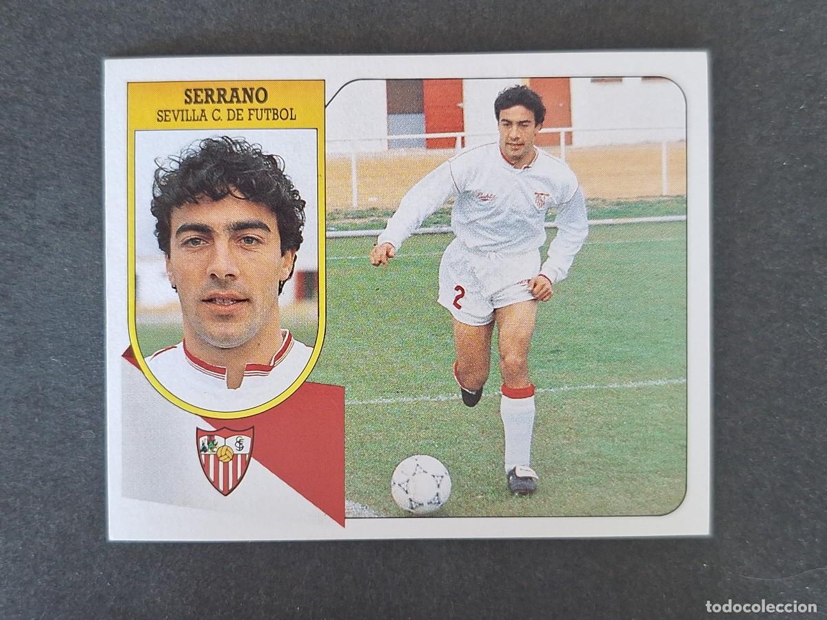 Cromos de f&uacute;tbol: L3 SERRANO SEVILLA C. F. LIGA ESTE 1991 1992 91 92 CARTON SIN PEGAR NUNCA PEGADO