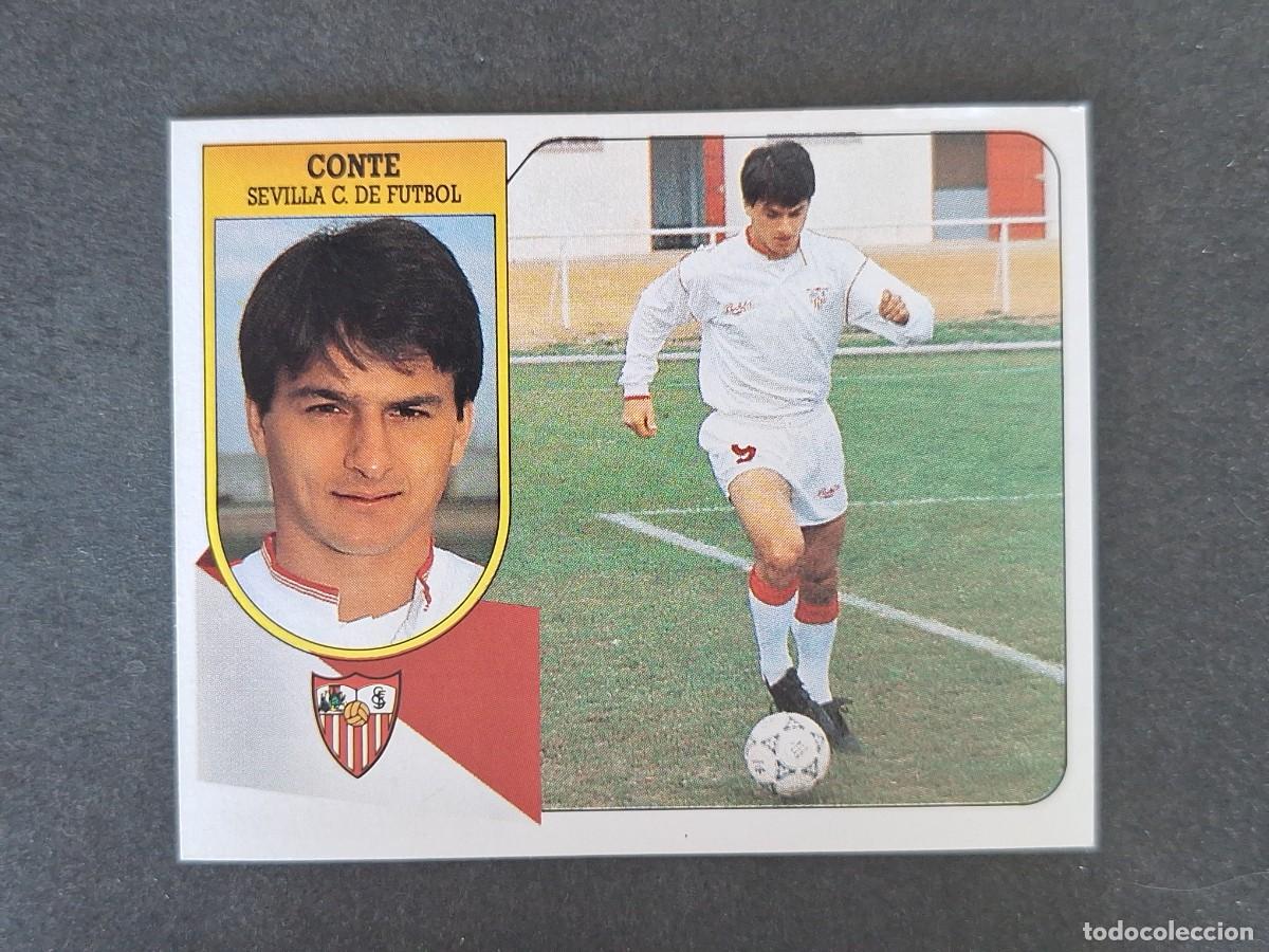 Cromos de f&uacute;tbol: L3 CONTE SEVILLA C. F. LIGA ESTE 1991 1992 91 92 CARTON SIN PEGAR NUNCA PEGADO