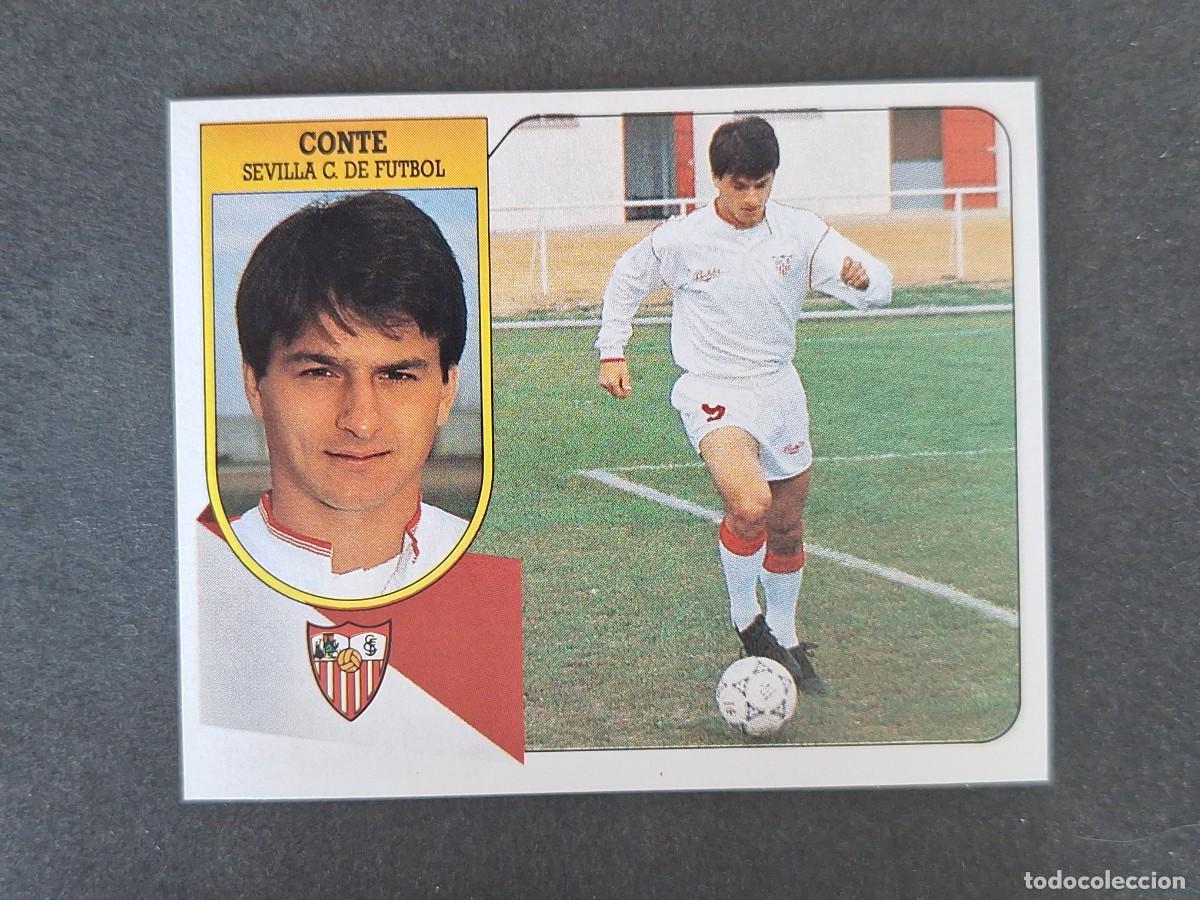 Cromos de f&uacute;tbol: L3 CONTE SEVILLA C. F. LIGA ESTE 1991 1992 91 92 CARTON SIN PEGAR NUNCA PEGADO