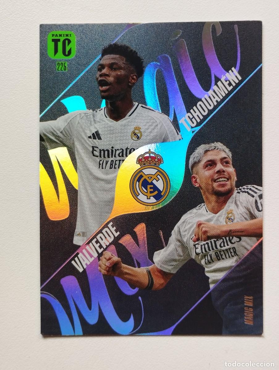 Cromos de f&uacute;tbol: CROMO CARD PANINI TOP CLASS 2025 MAGIC MIX 225 VALVERDE TCHOUAMENI REAL MADRID