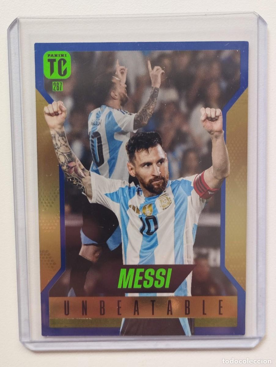 Cromos de f&uacute;tbol: CROMO CARD PANINI TOP CLASS 2025 UNBEATABLE AZUL BLUE 267 LIONEL MESSI ARGENTINA