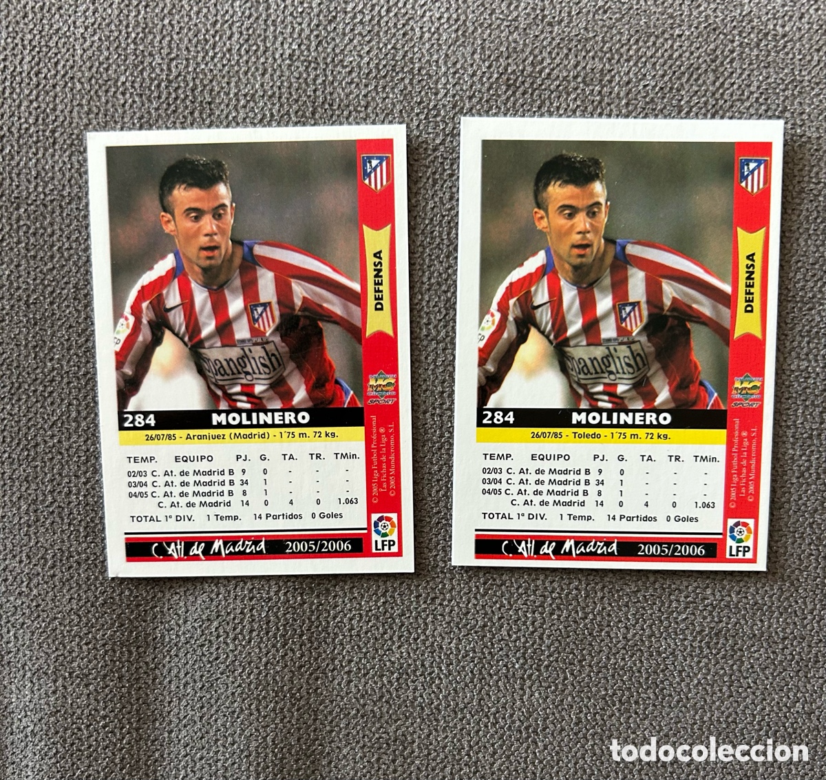 Cromos de f&uacute;tbol: Molinero 284 Error y Corregido 05 06 2005 2006 Mundicromo