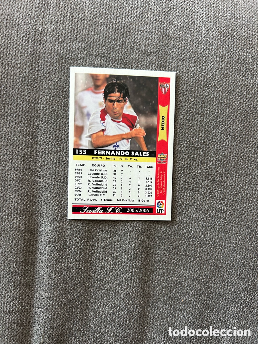 Cromos de f&uacute;tbol: Fernando sales corregido 153 05 06 2005 2006 Mundicromo