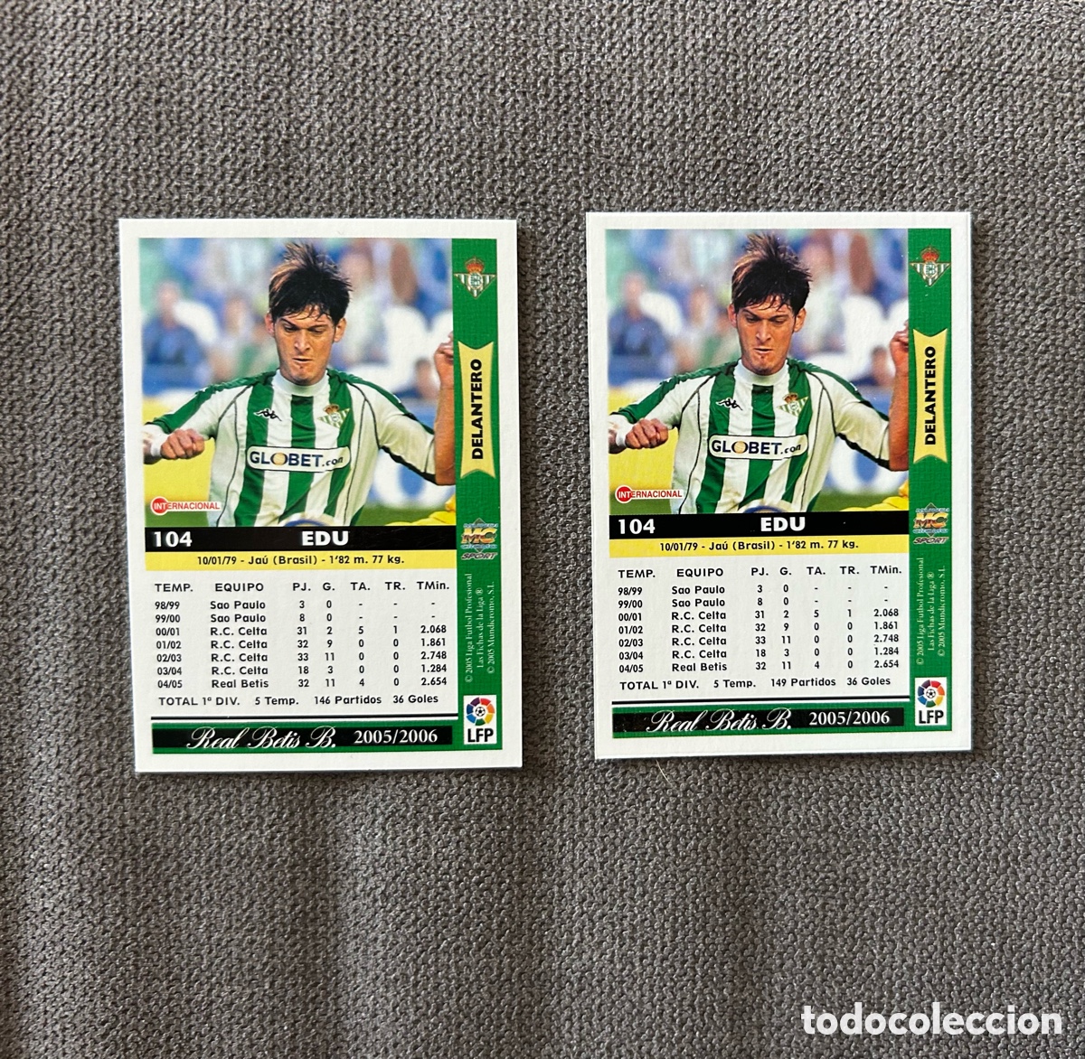 Cromos de f&uacute;tbol: Edu corregido y error 104 05 06 2005 2006 Mundicromo